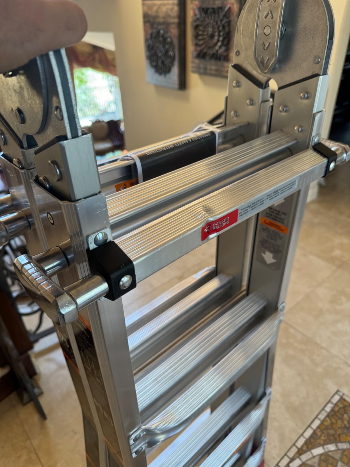 Aluminum Step Ladder, 5-in-1 Multi-Position Frame, 18 Ft Reach, Silver - Extendable Indoor and Outdoor Equipment for Home, Kitchen, Office, and Garage - Portable and Lightweight customer photo 2
