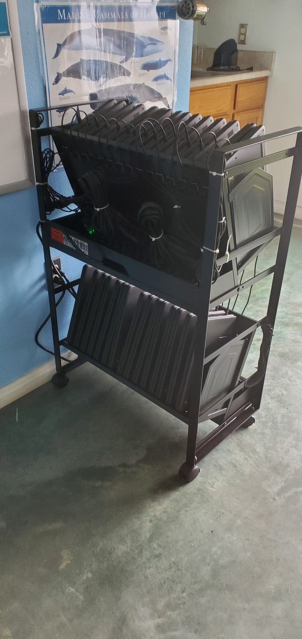 Line Leader 32-Device Mobile Charging Station | Steel Rolling Cart for Laptops, Tablets, & Chromebooks | Open Design with Dividers & UL-Certified Surge Protection | Portable Charging Stand (Black) customer photo 1