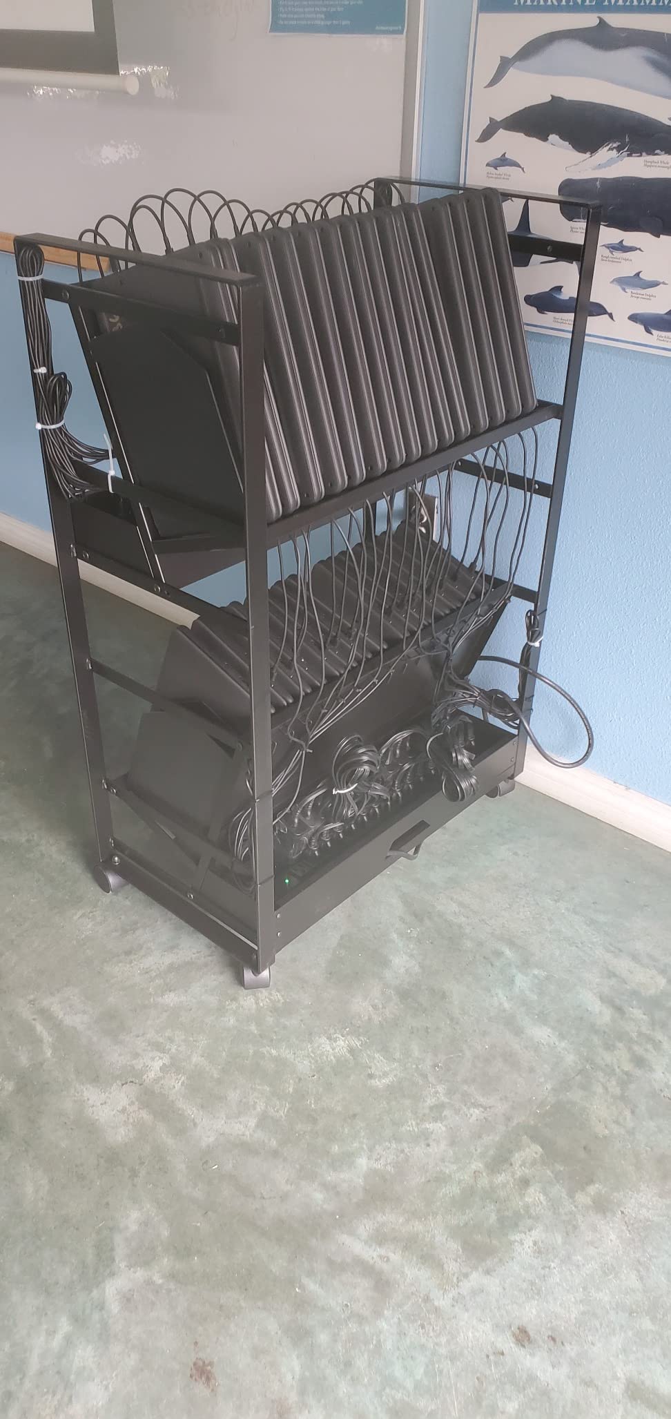 Line Leader 32-Device Mobile Charging Station | Steel Rolling Cart for Laptops, Tablets, & Chromebooks | Open Design with Dividers & UL-Certified Surge Protection | Portable Charging Stand (Black) customer photo 2