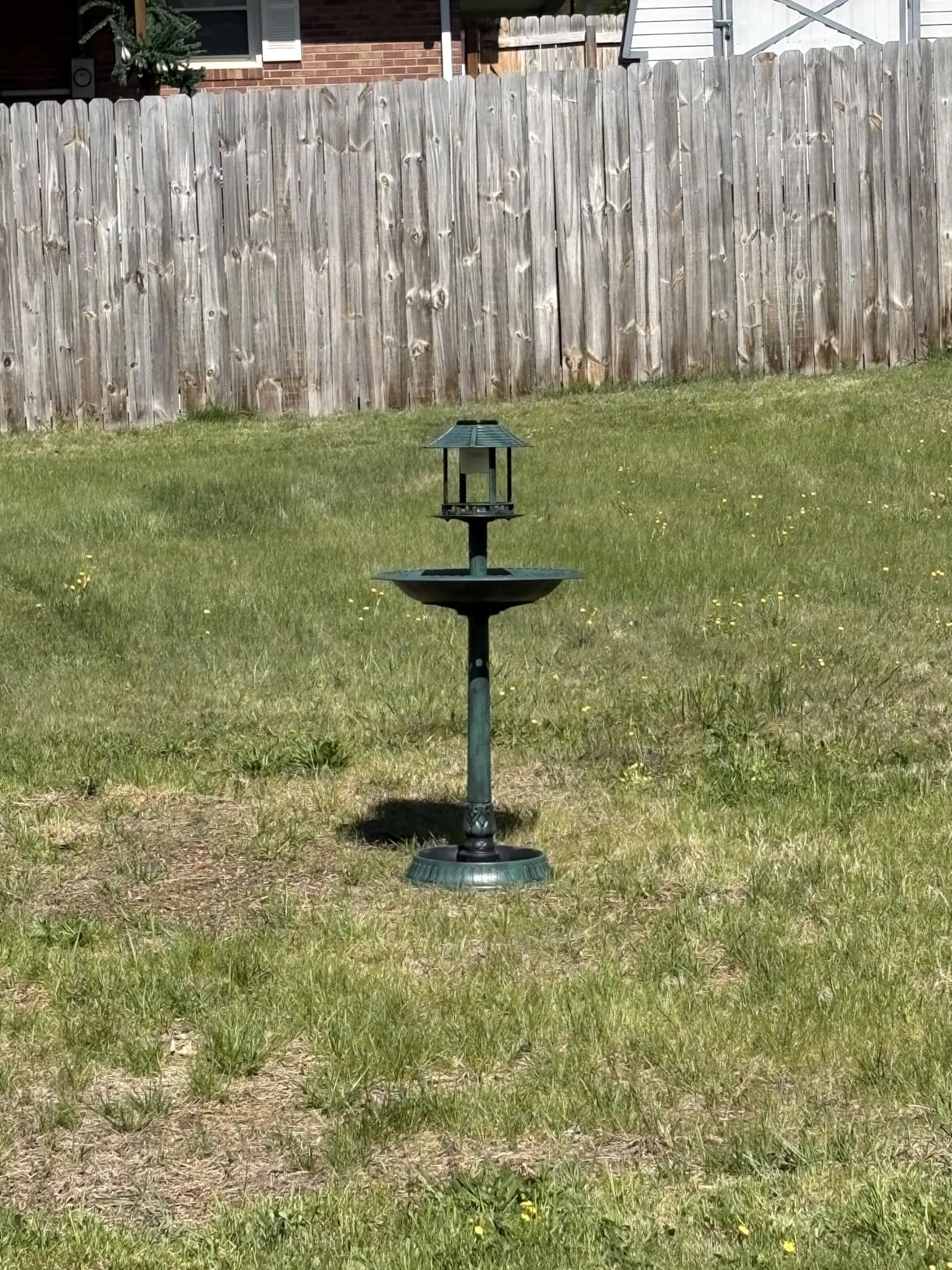 Best Choice Products Solar Outdoor Bird Bath Vintage Resin Pedestal Fountain Decoration for Yard, Garden w/Planter Base, Feeder, Decorative Bird Cage, Fillable Stand - Green customer photo 1