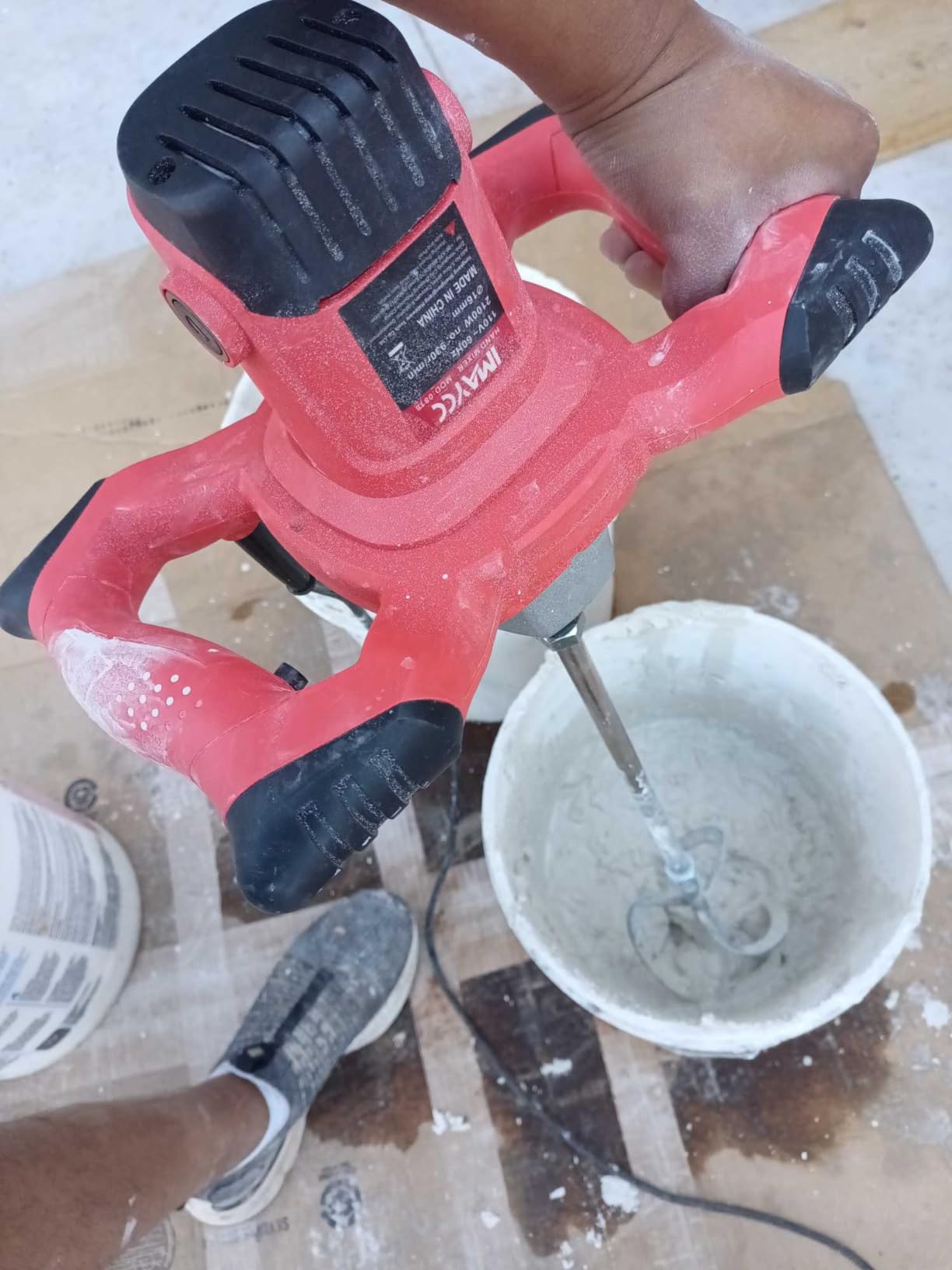 IMAYCC Cement Mixer, 2100W Electric Concrete Mixer with 6 Speed, 110V Handheld Mud Mixer for Mortar, Paint, Grout, Plaster, Thinset, Fodder Stirring Tool customer photo 2