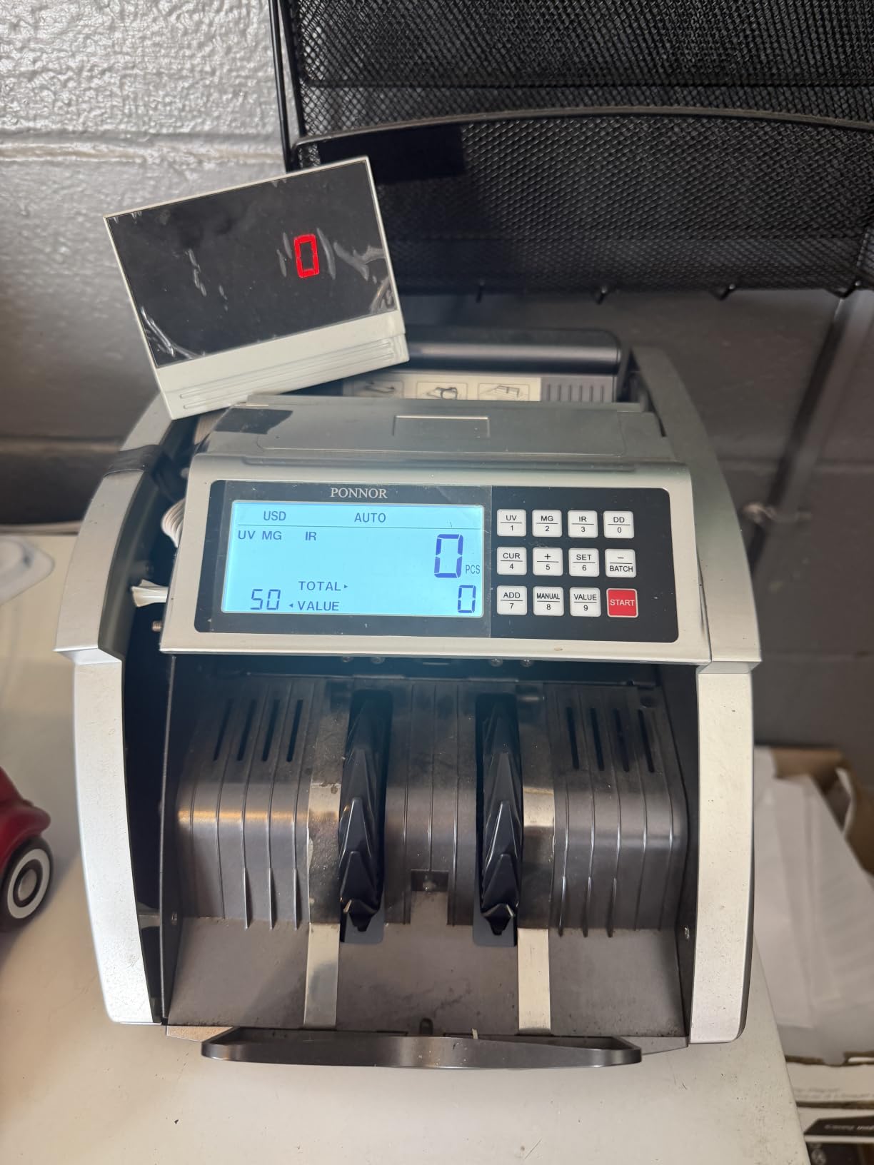 PONNOR Money Counter Machine with Value Bill Count, Cash Counter for Dollar/Euro with UV/MG/IR/DD/DBL/HLF/CHN Counterfeit Detection, Add/Bat/Value Mode, Large LCD Display customer photo 2