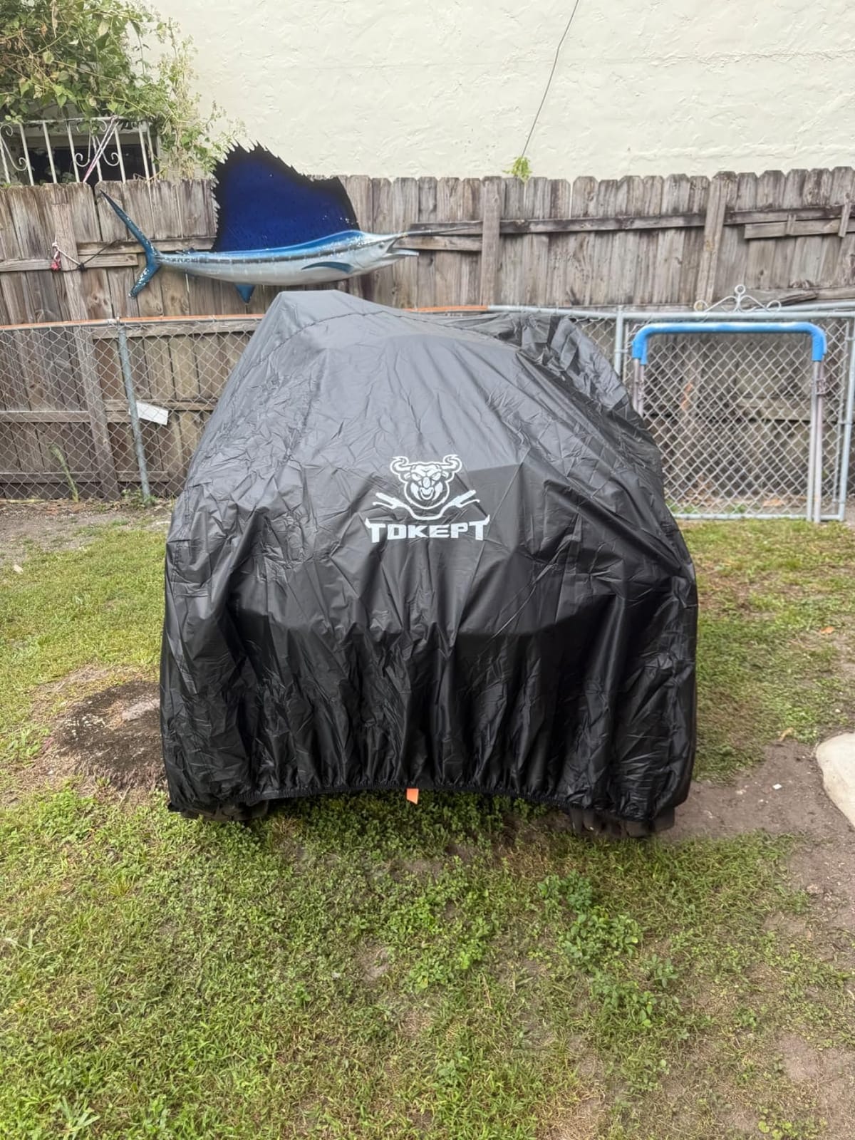 ATV Cover, Heavy Duty Black Waterproof Oxford Fabric Protective 4 Wheeler Quad Cover for 82