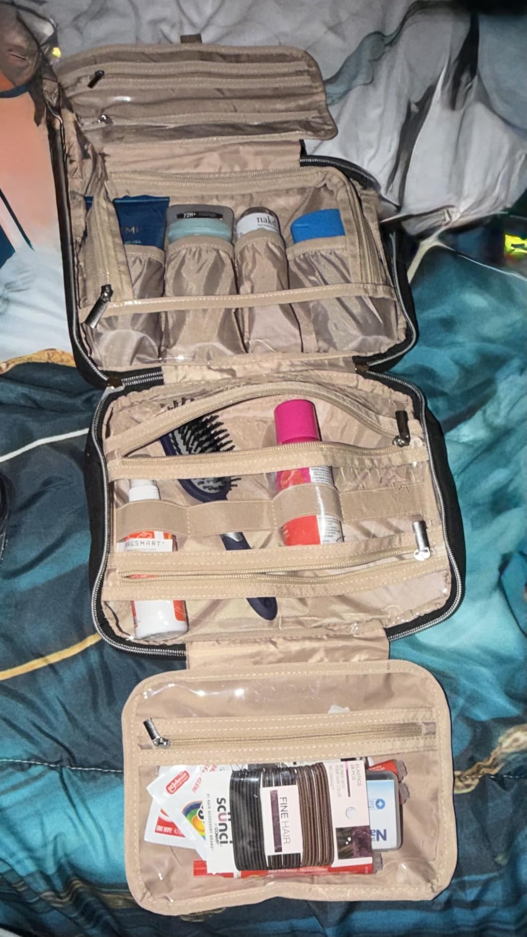 BAGSMART Toiletry Bag Hanging Travel Makeup Organizer with TSA Approved Transparent Cosmetic Bag Makeup Bag for Full Sized Toiletries, Medium-Blue customer photo 2