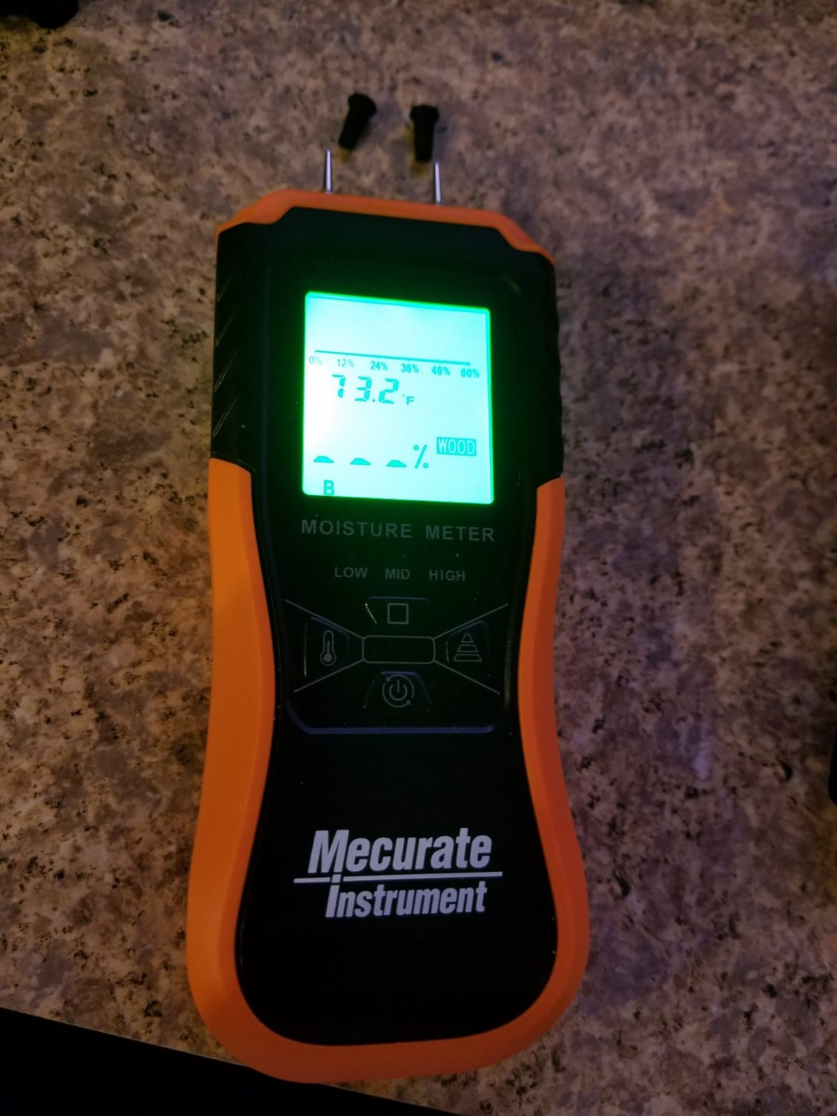 Mecurate Digital Pin Type Wood Moisture Meter with 3 Colored Indicators, Moisture Detector 2 Mode 8 Calibration Large Backlit for Wood, Wall, Firewall (Orange) customer photo 2
