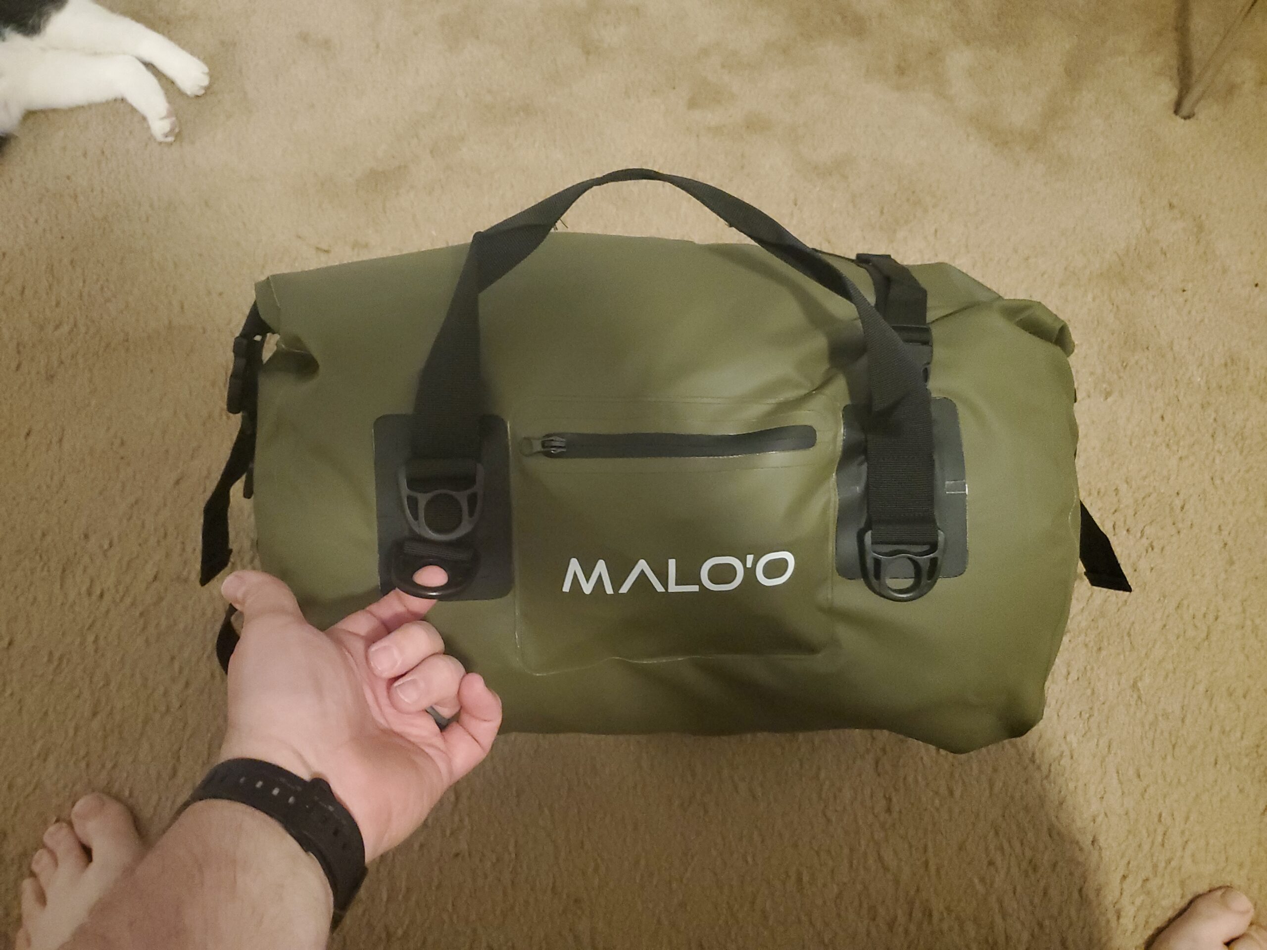 Malo'o Waterproof Dry Duffel, Heavy-Duty Roll Top Waterproof Gear Bag with Shoulder Strap & Molle Loops, Marine Duffel for Kayaking, Boating, Camping, Beach & Travel, Red, 100L customer photo 1