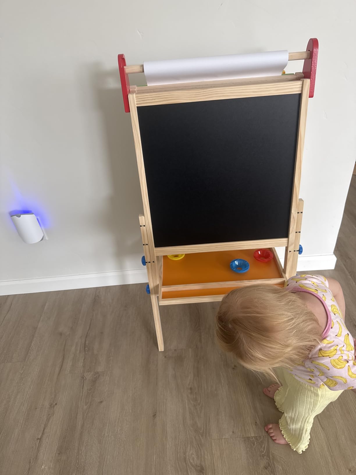 Tiny Land Wooden Easel for Kids, Art Easel with Chalkboard & Whiteboard | Sturdy solid pine frame, 2 drawing paper rolls, Double-sided board, 3 adjustable heights, Art Learning Toy for Ages 3-12 customer photo 1