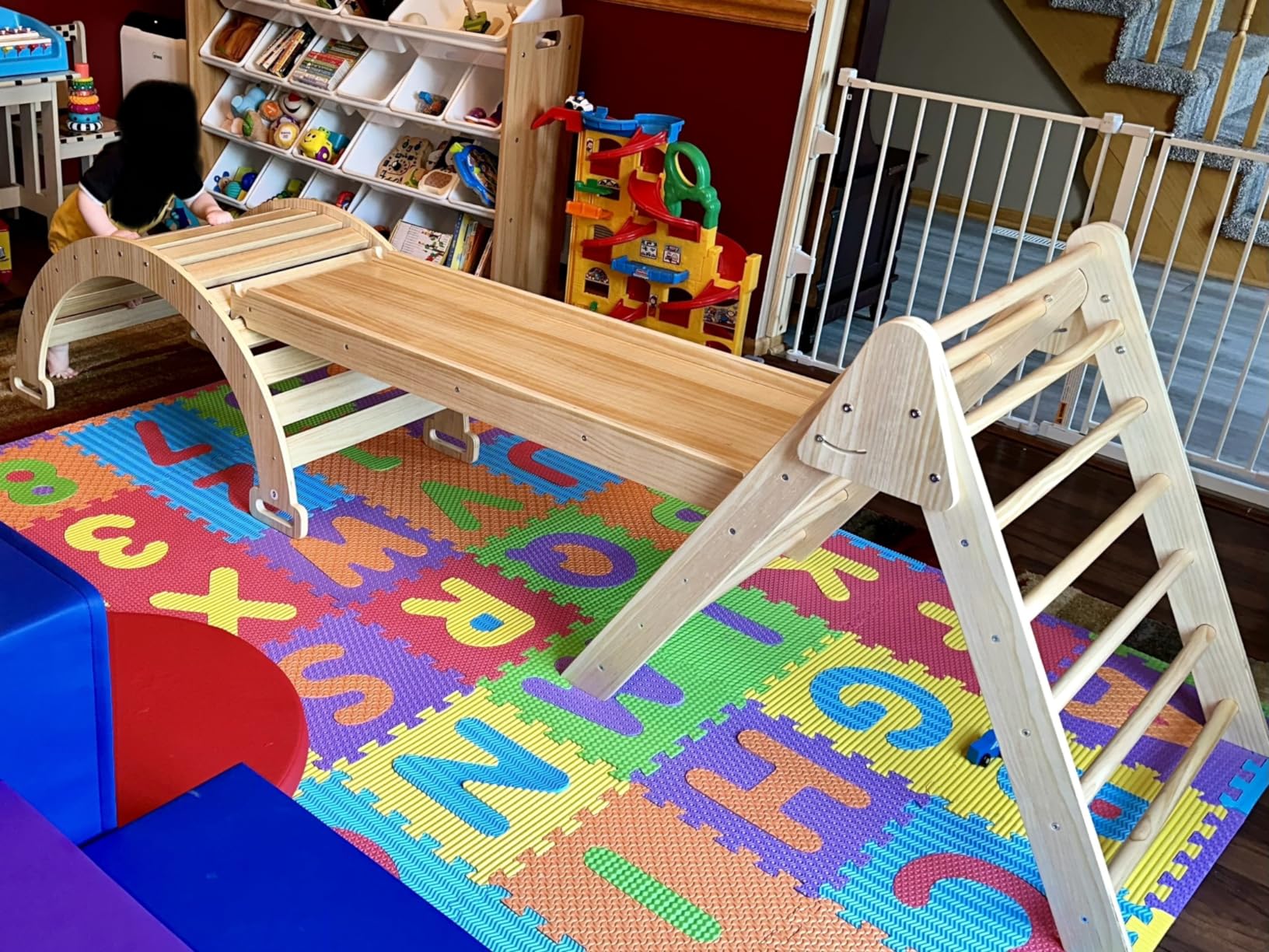 Avenlur 5-in-1 Pikler Triangle Set - Hazel Montessori Indoor Jungle Gym - Climbing Triangle, Waldorf Rocker, Toddler Indoor Climbing Toys, & Slide - Wooden Indoor Playground Playset, Ages 2-7 customer photo 2