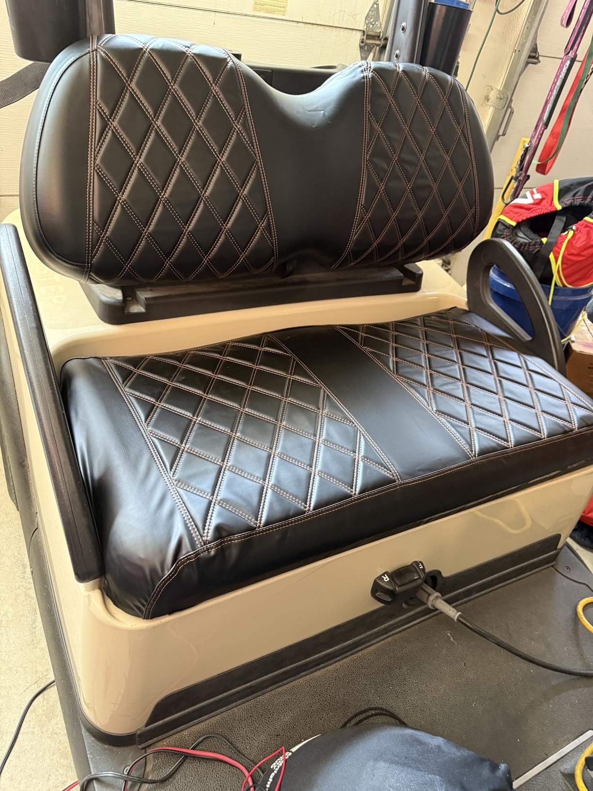NOKINS Golf Cart Diamond Vinyl Seat Covers Fits Club Car Precedent 2004-UP | OEM Standard Front Seat Cushion,No Nails Required customer photo 2