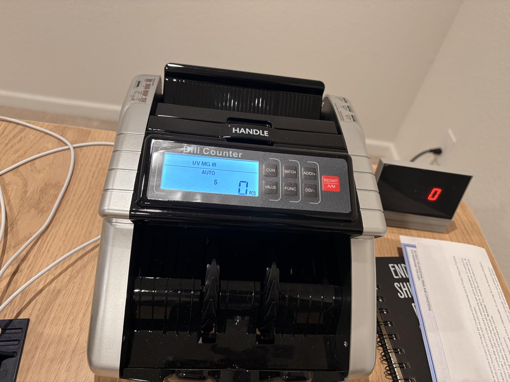 Aneken Money Counter Machine with Value Count, Dollar, Euro UV/MG/IR/DD/DBL/HLF/CHN Counterfeit Bill Detectors, Add and Batch Modes, Cash Counter with LCD Display customer photo 2