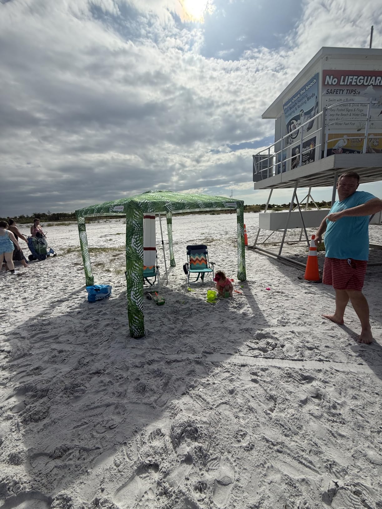 CoolCabana Beach Shade Tent - Easy Setup, UPF 50+ Protection, Large & Medium Sizes, Compact & Wind Resistant - Beach Cabana for The Whole Family - Navy Stripes, Large customer photo 1