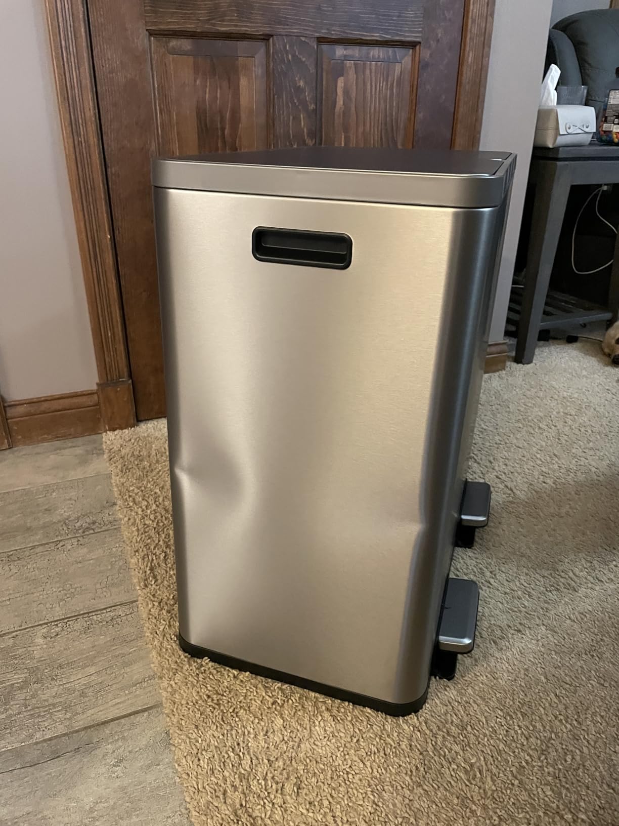 EKO EcoCasa Stainless Steel Dual Step Trash Can for Recycling, 30L+20L Rectangular Kitchen Trash Can, Independent Pedals and Lids, Soft Close and Fingerprint Resistant customer photo 2