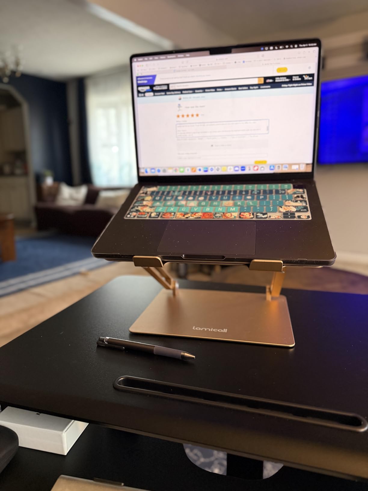BONTEC Mobile Standing Desk with Keyboard Tray, Mobile Podium on Wheels | Rolling Laptop Sit Stand Desk, Adjustable Height Desk Up to 33lbs, Portable Computer Workstation Cart for Living Room, Office customer photo 1