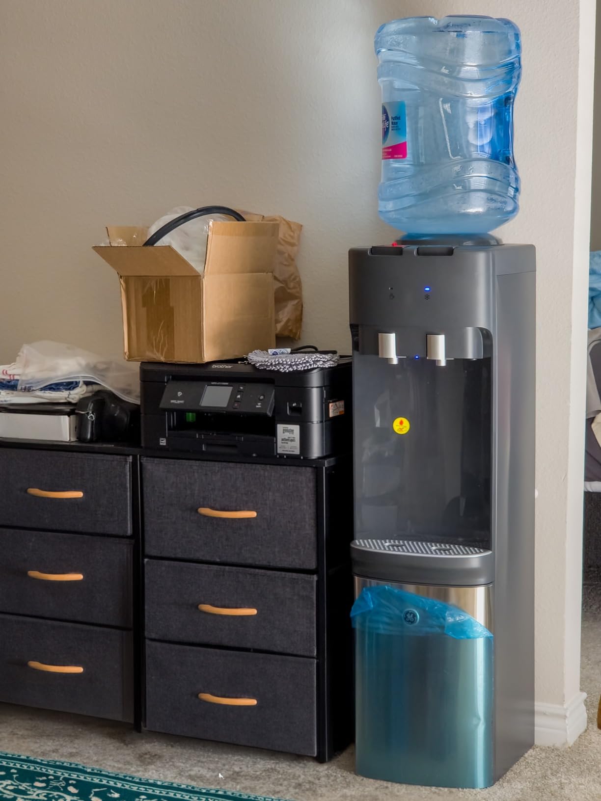 GE Top-Loading Hot and Cold Water Dispenser | 5 Gallon Water Cooler for Home or Office | 2 Temperature Settings | Taller 13