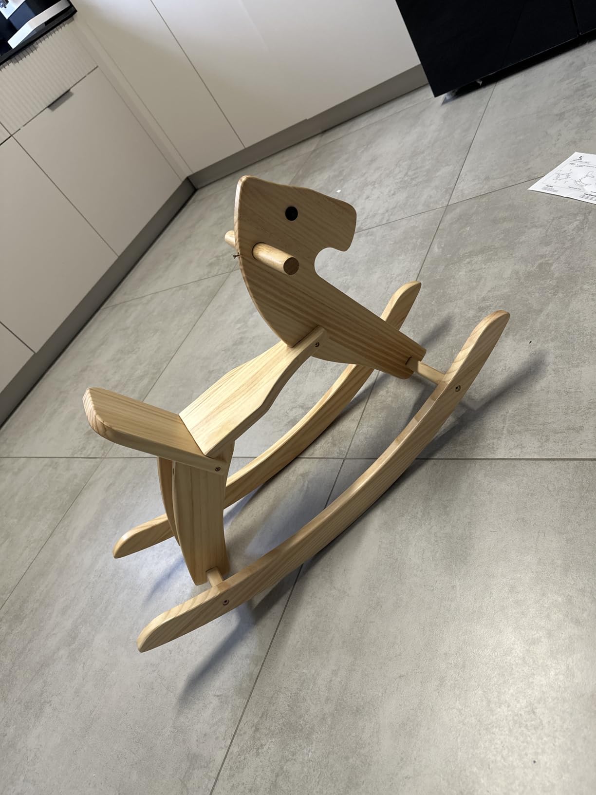 Kids Wooden Rocking Horse, Toddlers Ride-On Toy w/Safety Foot Pedal | Classic Design Natural Rocker with Wide Pedal, Safe Backrest & Handrail-Fine Wood Craftsmanship customer photo 2