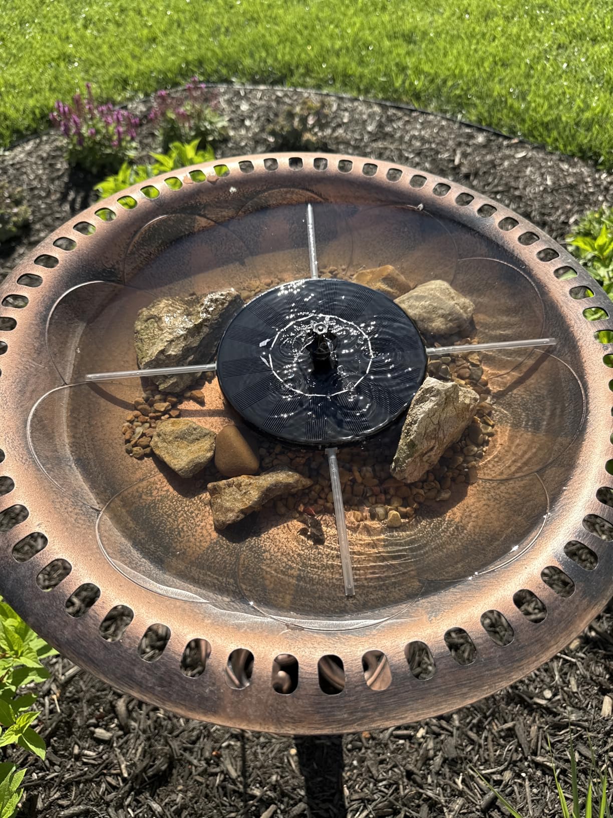 VIVOHOME Bird Bath with Solar Fountain for Outside, Pedestal, Blue | Solar-Powered Pump, Weather-Resistant Polyresin, 20-Inch Bowl, for Outdoor/Garden, Bird-Friendly, Easy to Clean customer photo 1
