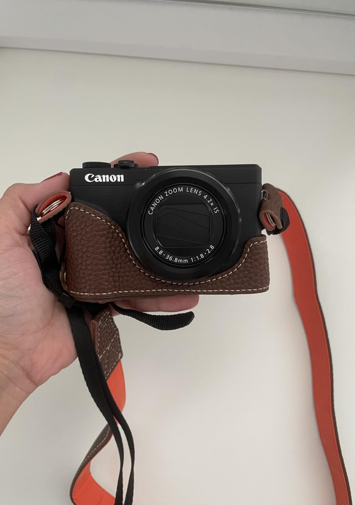 Rieibi G7 X G7X II G7X III Case, Vintage Leather Camera Case for Canon PowerShot G7X / G7X Mark II / G7X Mark III DSLR Camera, Protective Case with Strap customer photo 2