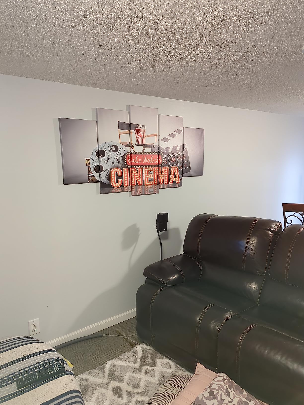iKNOW FOTO Large 5 Pieces Movie Theater Painting for Cinema Old Film Reel Wall Art Multi Panel Prints on Canvas Poster Giclee House Decor Modern Artwork Framed Ready to Hang 60x32inch customer photo 1