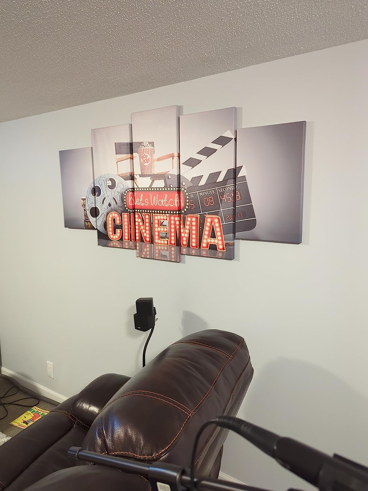 iKNOW FOTO Large 5 Pieces Movie Theater Painting for Cinema Old Film Reel Wall Art Multi Panel Prints on Canvas Poster Giclee House Decor Modern Artwork Framed Ready to Hang 60x32inch customer photo 2