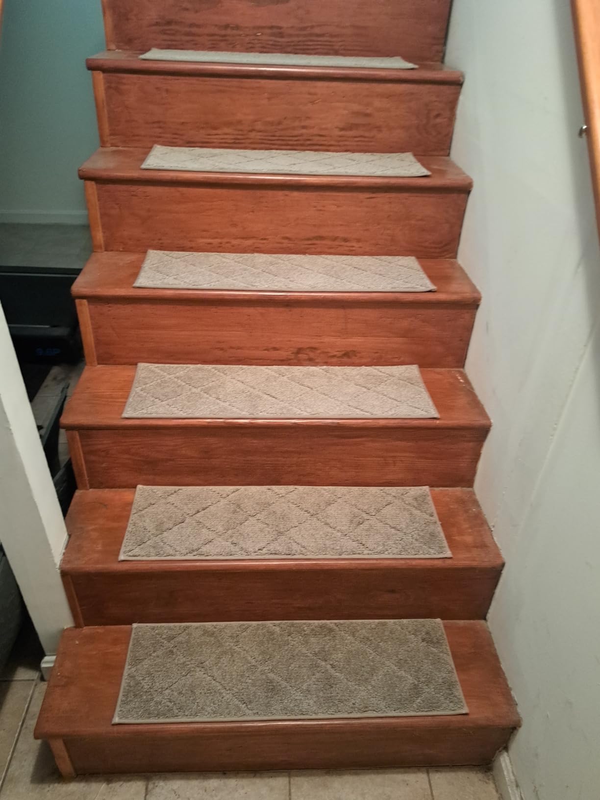 COSY HOMEER Edging Stair Treads Non-Slip Carpet Mat 28inX9in, 15pc, Black | Indoor Stair Runner for Wooden Steps, Washable Adhesive Stairs Rugs for Kid, Elder, Dog, Polyester Carpet Stair Treads, TPE Back customer photo 2