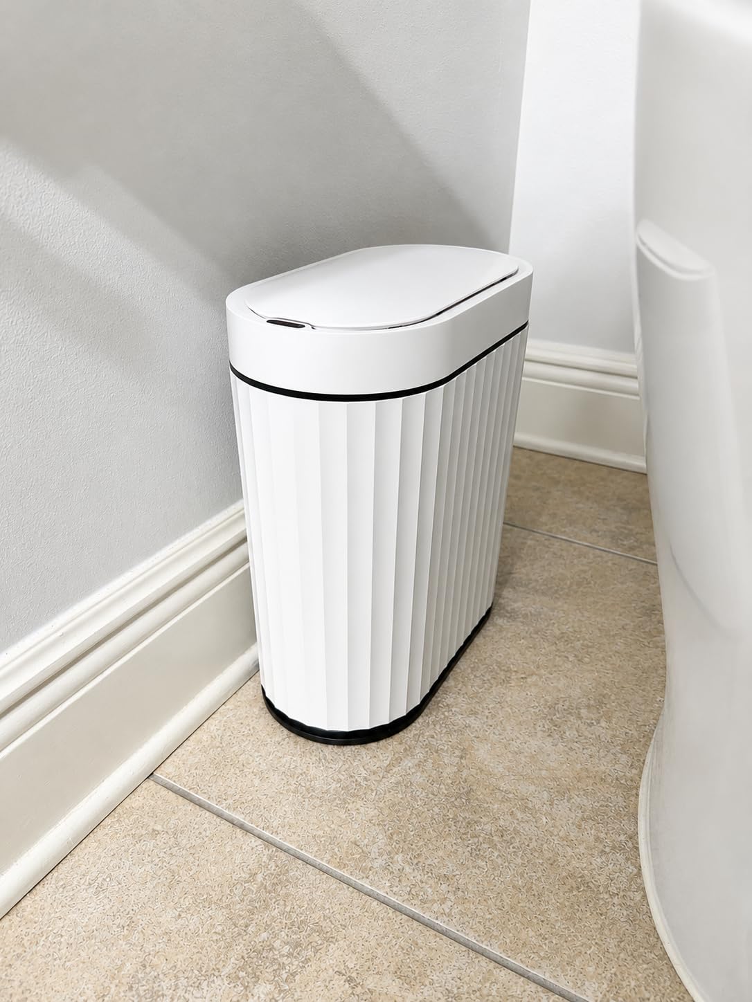 ELPHECO Bathroom Trash Can with Lid, 2 Gallon, Motion Sensor, White Gold | Automatic Garbage Can, IPX5 Waterproof Plastic Wastebasket, Trash Bin for Bathroom, Bedroom, Kitchen and Office customer photo 1