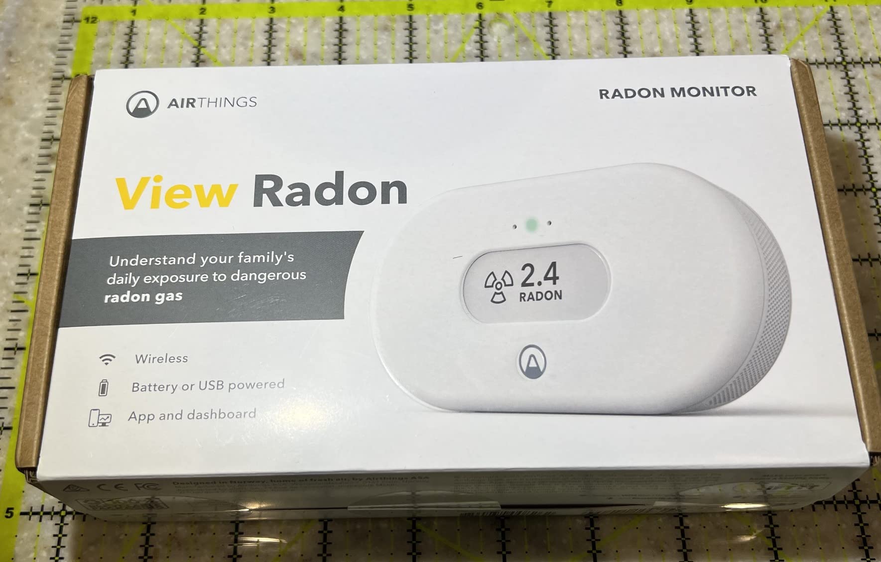 Airthings 2989 View Radon - Radon Monitor with Humidity & Temperature Detector - Battery Powered Mobile APP, WiFi, Alerts & Notifications customer photo 1