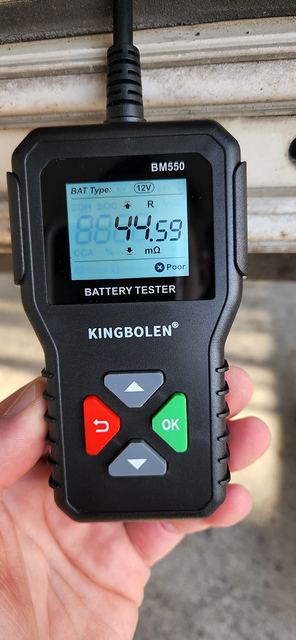 KINGBOLEN BM550 6V 12V 24V Car Battery Tester, 100-2000 CCA Voltage Tester 2Ah-220Ah Internal Resistance Tester Accurate Digital Auto Battery Analyzer for Cars Trucks SUV ATV Boats Motorcycles Vehicle customer photo 2