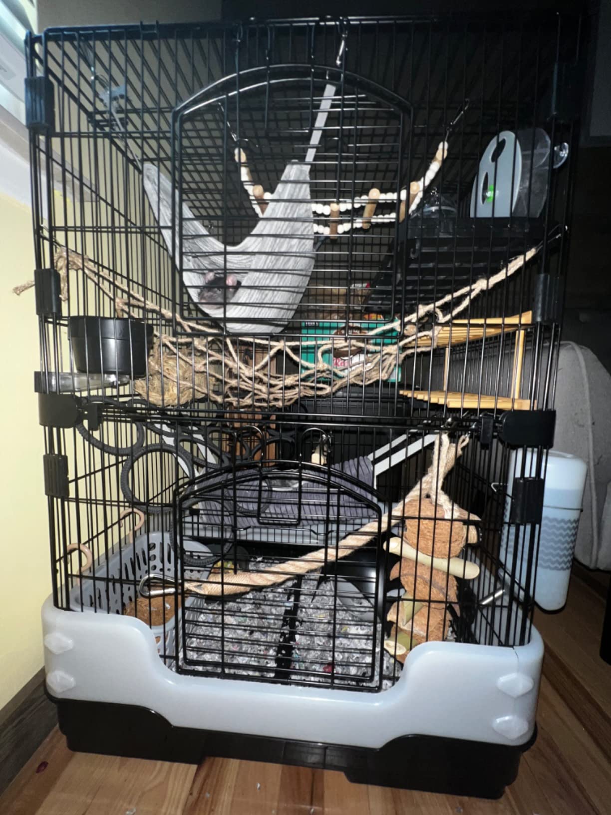 Homey Pet 3 Levels Chinchilla Ferret Pet Crate Small Animals Cages for Rat, Hamster, Guinea Pig, Squirrel, Include Caster Tray and Urine Guard (Black) customer photo 2