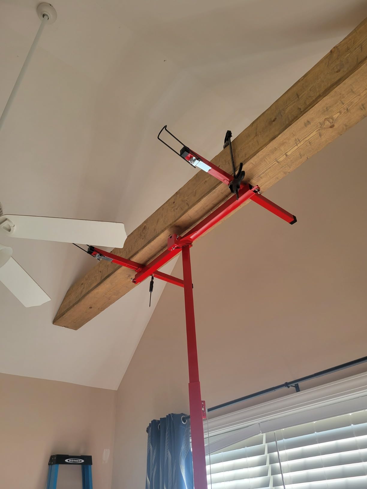 16 ft Drywall Lift Panel Rolling Hoist Jack Lifter for Sheetrock, Drywall Lifting Construction Tool with Caster Wheels and Adjustable Telescopic Arm, Red customer photo 2