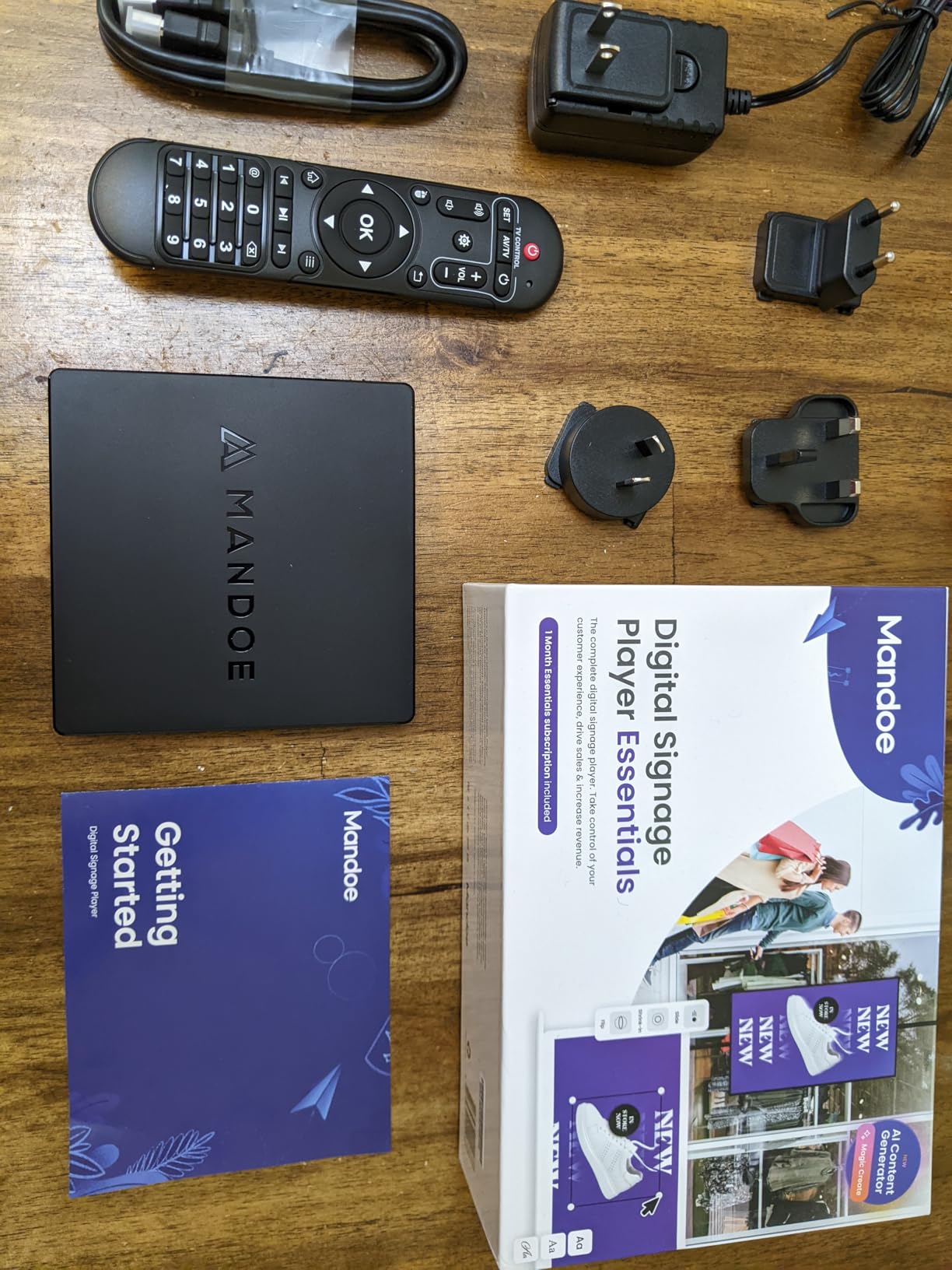 Mandoe Essentials Digital Signage Player for Restaurants & Business | Plug & Play, AI content creation, HDMI connectivity, Multi-screen support, Remote management, Offline playback customer photo 2