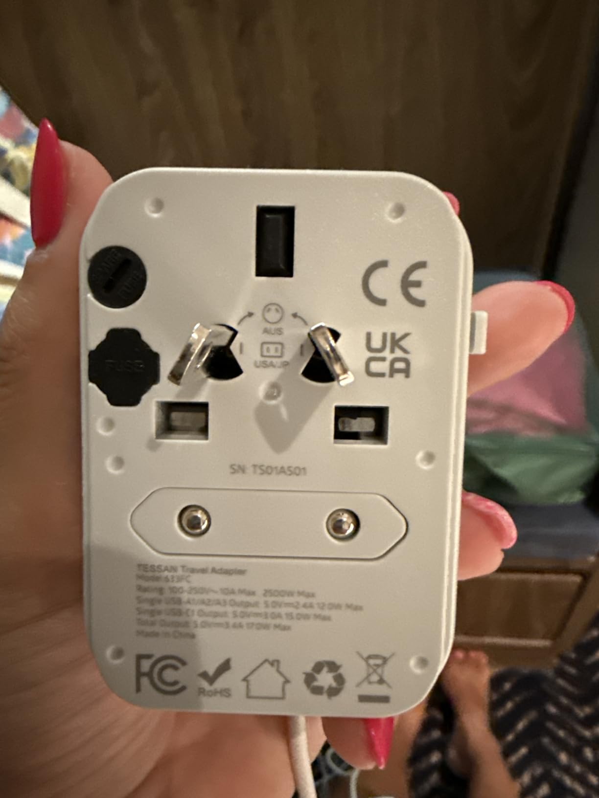 TESSAN Universal Travel Adapter, International Power Adapter | 2 USB C 2 USB A Ports, Travel Plug Adaptor Worldwide for US to Europe UK Italy Ireland Australia France Germany, Type C G A I customer photo 2