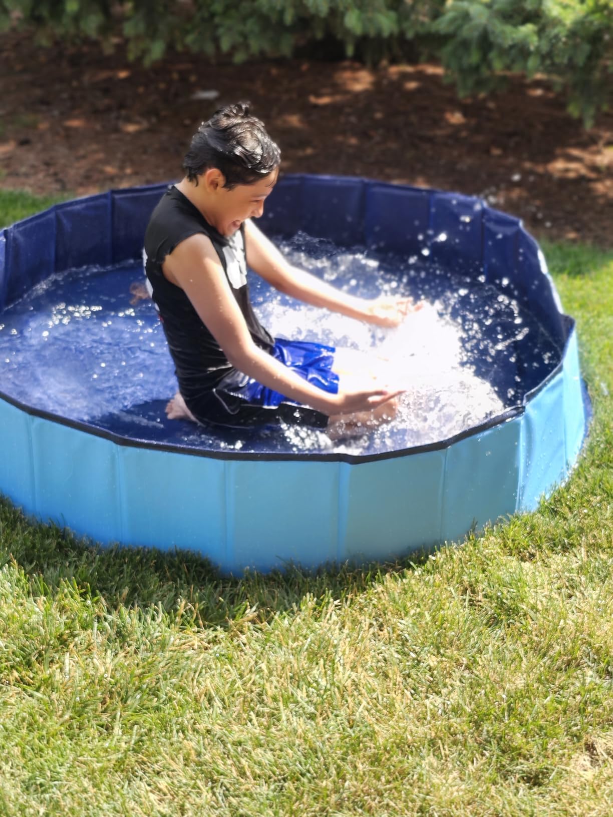 Jecoo Dog Pool for Large Dogs Kiddie Pool Hard Plastic Foldable Dog Bathing Tub Portable Outside Kids Swimming for Pets and Dogs Outdoor Backyard customer photo 2