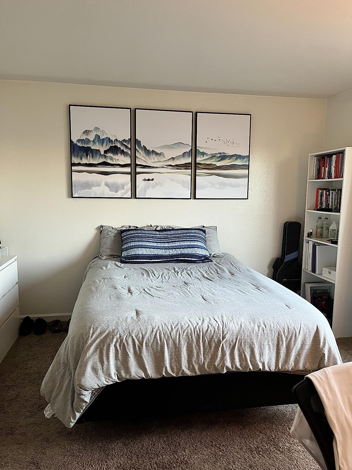 NWT Framed Canvas Print Wall Art Set Aerial View Pastel Mountain Range Nature Wilderness Illustrations Modern Art Decorative Landscape Rustic for Living Room, Bedroom, Office - 16