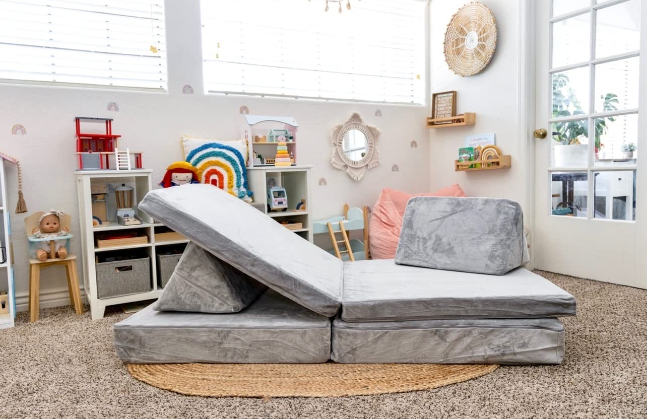 Delta Children Cozee 4-Piece Lounger and Play Set Sofa/Couch, Grey customer photo 1