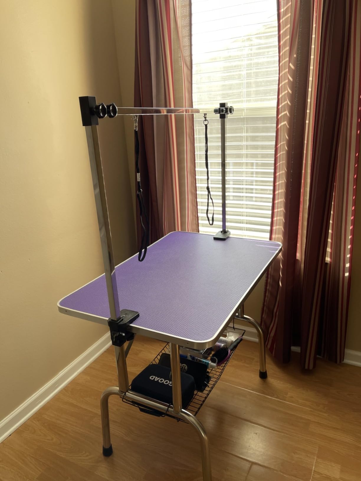 46'' Stainless Steel Pet Dog Grooming Table, Arm/Noose/Tray, Black | Foldable Dog Grooming Table for Dogs at Home, Adjustable Height Arm, Non-Slip Waterproof Tabletop, Capacity 330Lb customer photo 2