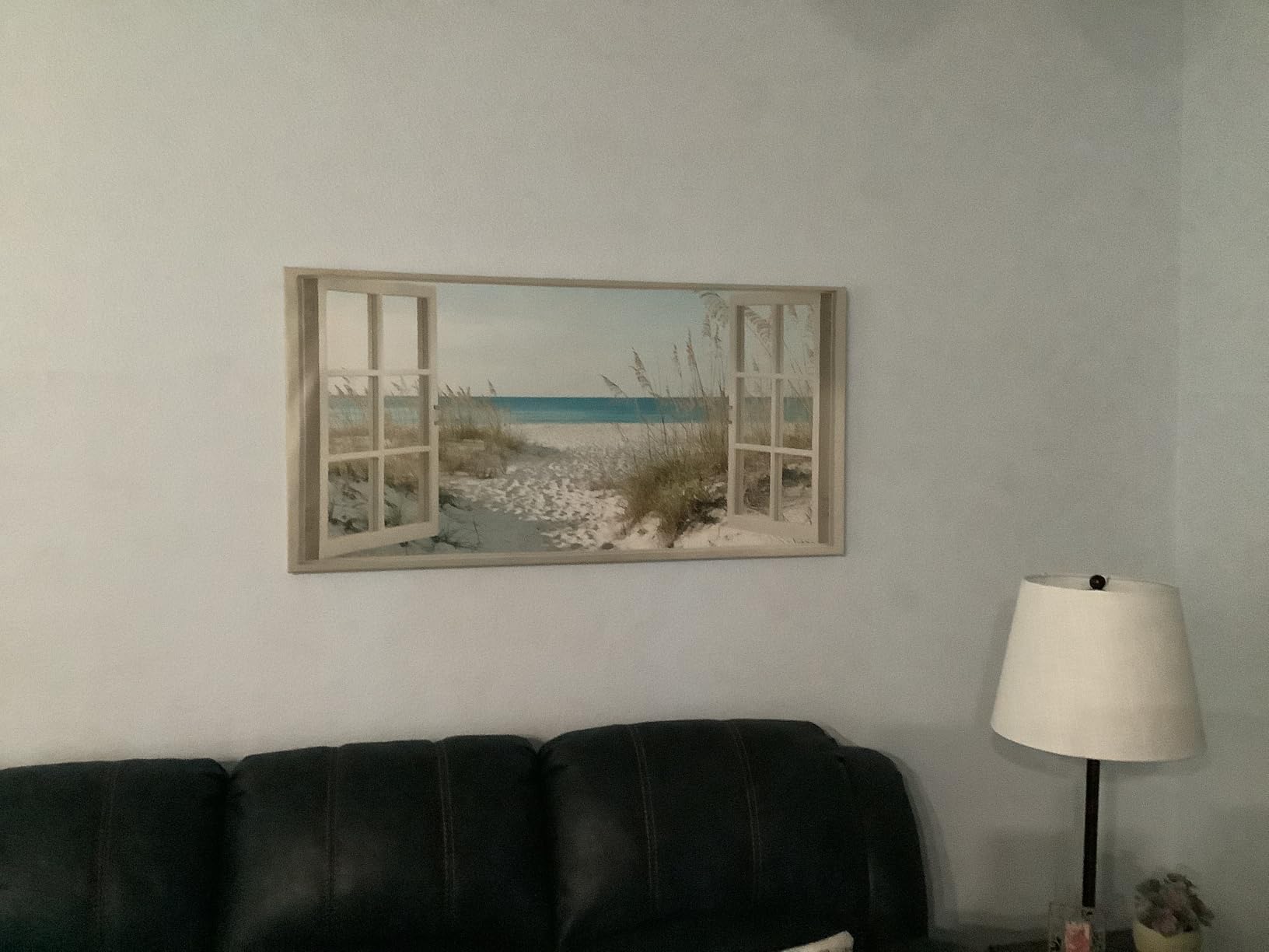 Beach Window Wall Art Canvas: Relaxing Bedroom Living Room Blue Ocean Coastal Scene Picture Modern Tropical Sea Landscape Painting Print Decor Horizontal Summer Seascape Artwork for Home customer photo 1