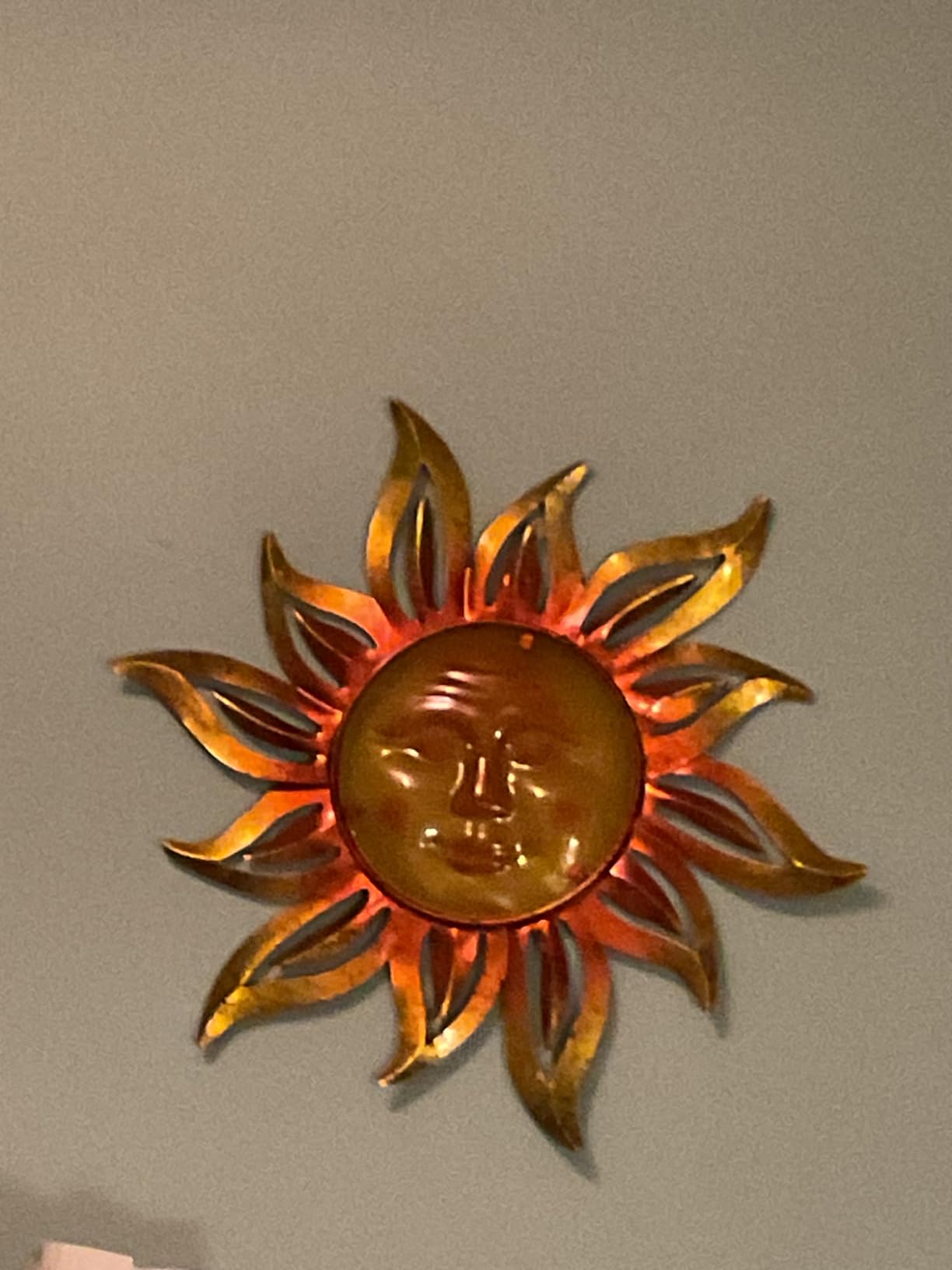 Large Size 32Inch Metal Sun Outdoor Wall Art Decor Large, Hanging for Indoor Outdoor Patio Garden Fence Deck Yard Pool Wall Sculpture Decoration for Living Room Bedroom customer photo 2