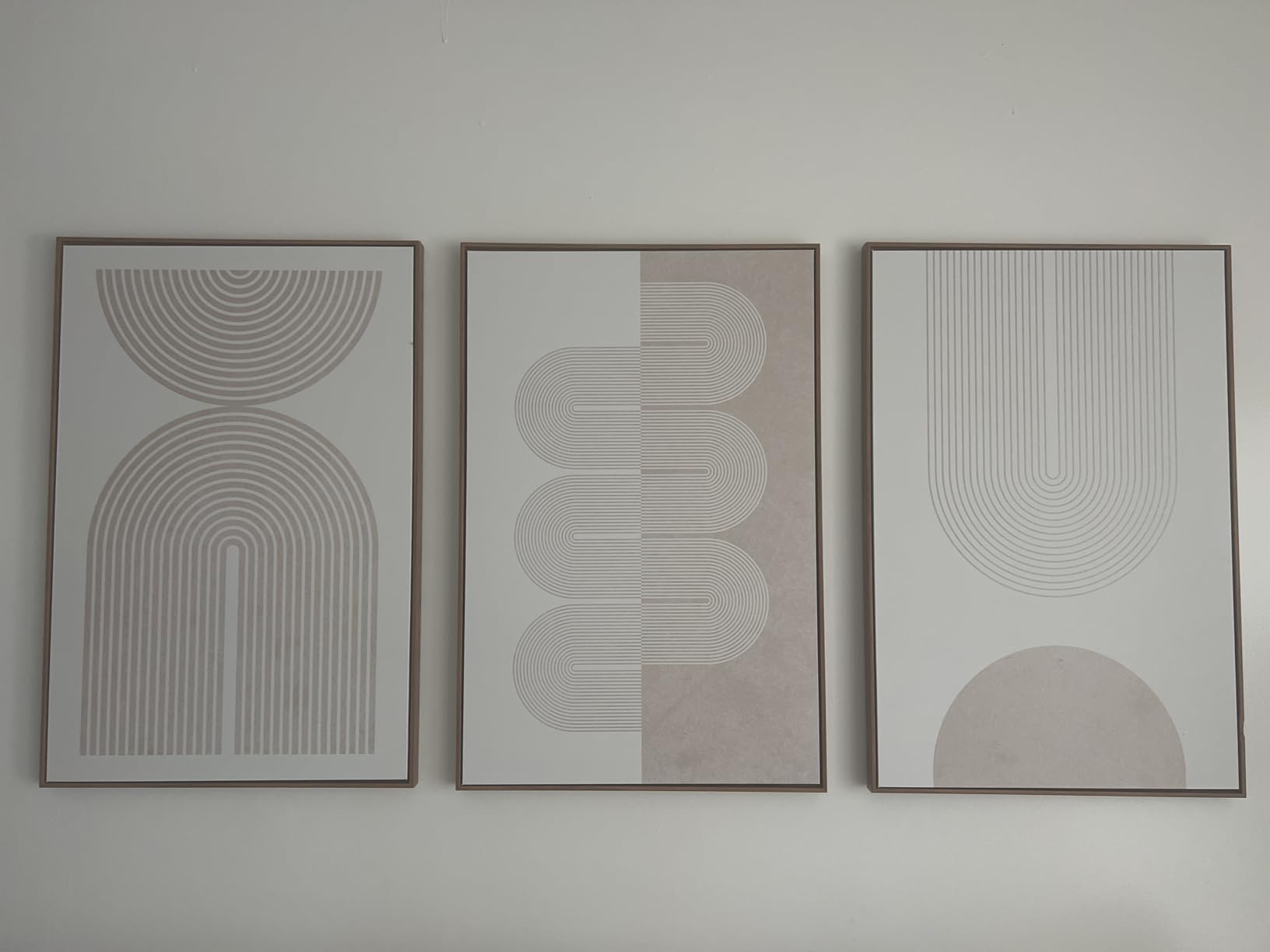 SIGNWIN Framed Canvas Print Wall Art Set Geometric Duotone Tan Spiral Waves Shapes Abstract Illustrations Modern Art Decorative Nordic Calm/Zen for Living Room, Bedroom, Office - 16
