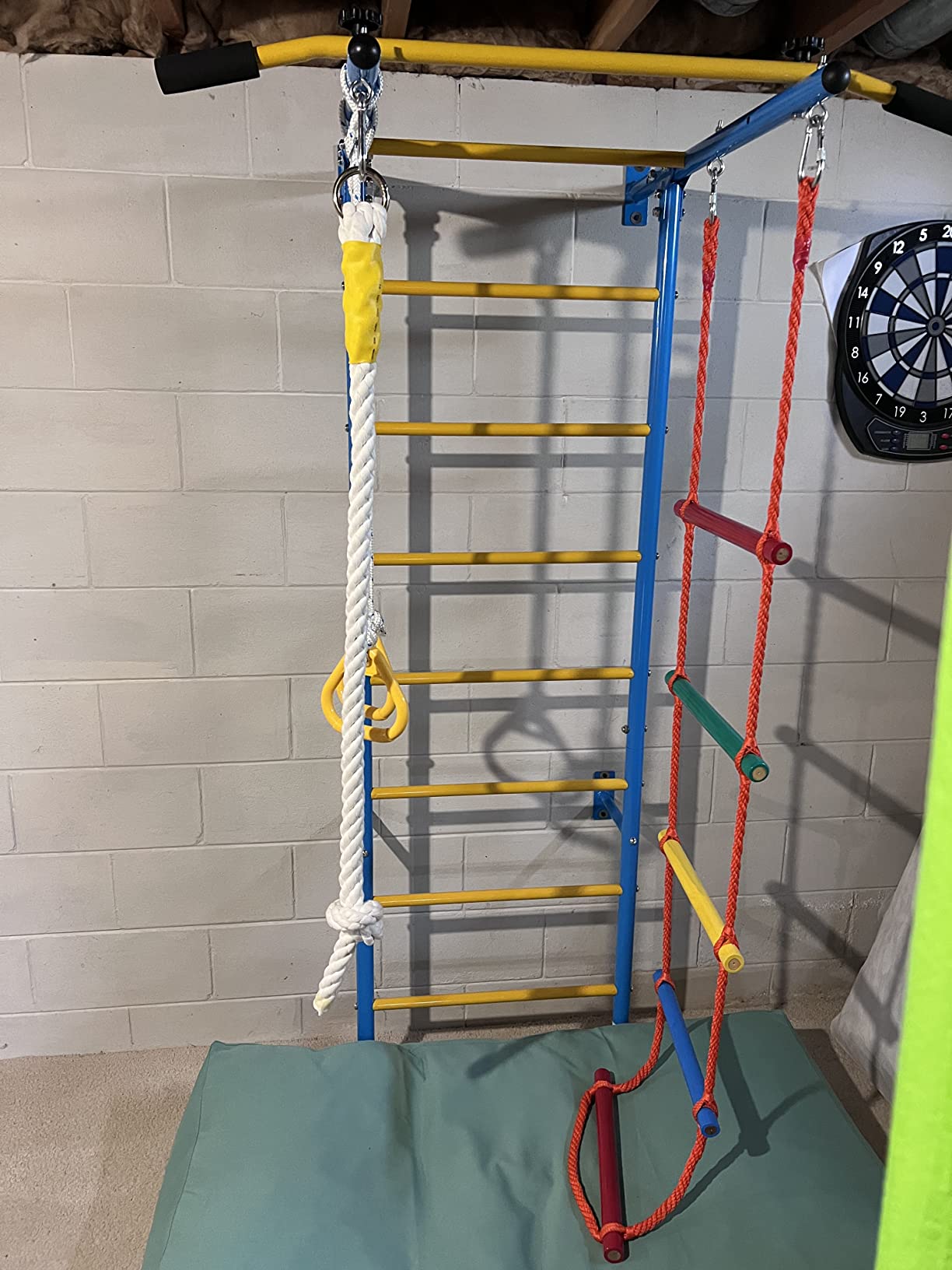 Costzon Climbing Toys for Toddlers, Indoor Kids Gym, Supports 220 lbs | Carbon Steel Swedish Ladder Wall Set with Wall Ladder, Pull-up Bar, Rope, Gymnastic Rings, Solid Wall Set up, Kids Gift customer photo 2