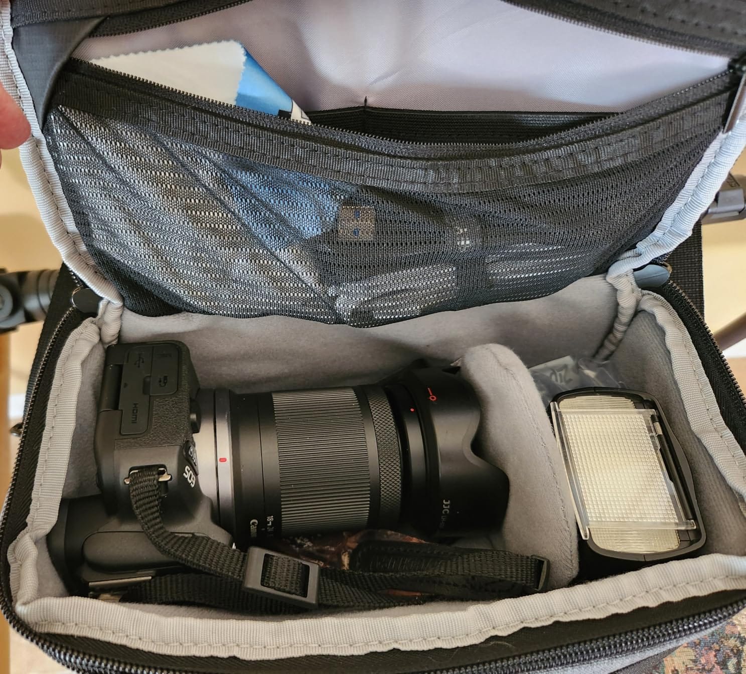 BAGSMART Camera Sling Bag with Tripod Holder & Rain Cover, Waterproof, Grey | Small Camera Shoulder Bags for DSLR/SLR/Mirrorless Cameras, Compact Crossbody Camera Case customer photo 2