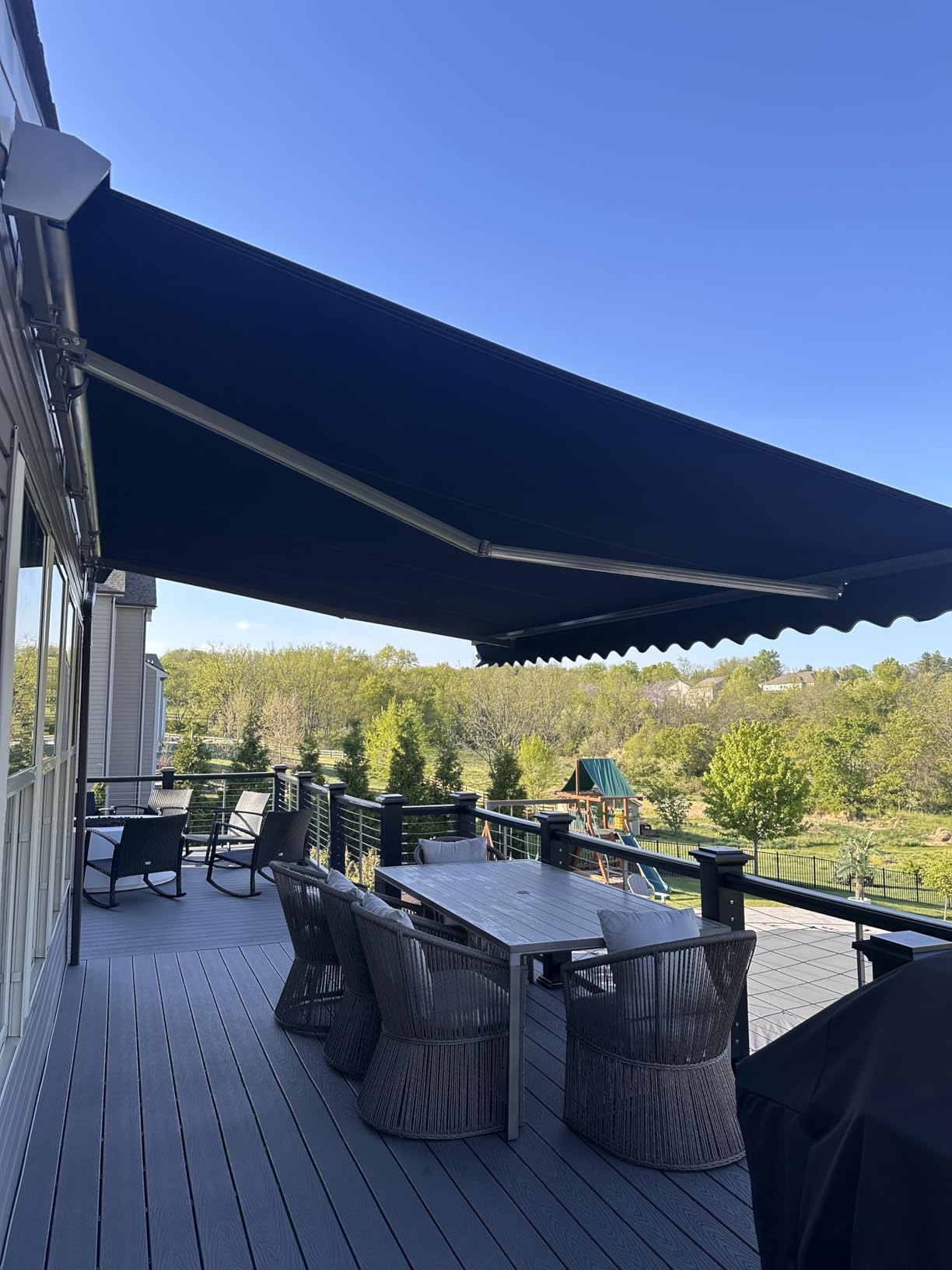 ADVANING Classic Series 13'X10' Electric Retractable Awning, 100% Acrylic UV+ Sun Shade Canopy, Light Taupe (Solid), EA1310-A013H customer photo 1
