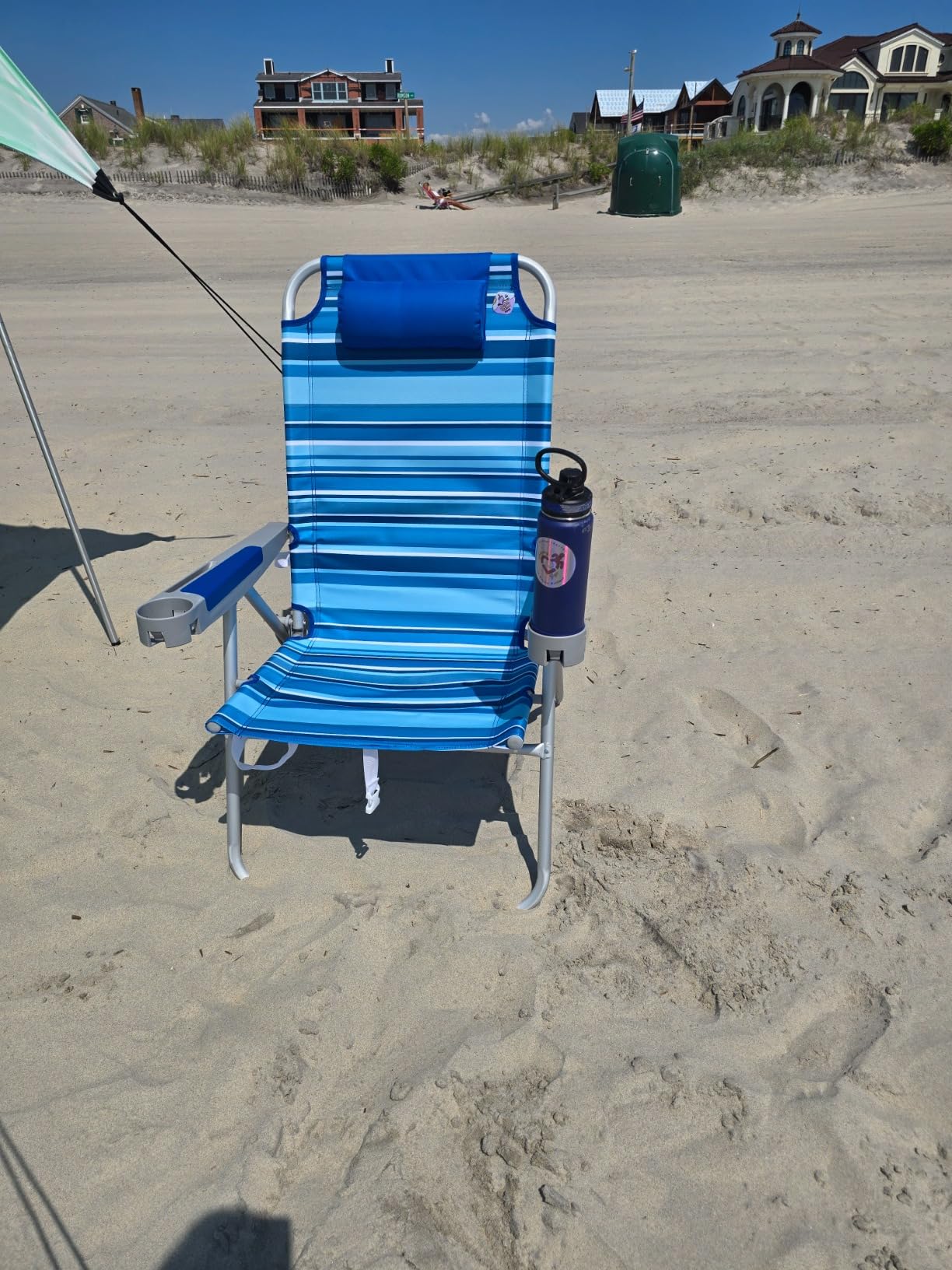 SUNNYFEEL Tall Beach Chair for Adults, High Back High Seat Folding Chair | Oversized 17inch Portable Sand Chair 5-Position Reclining with Cup Holders & Pillow Heavy Duty for Beach/Lawn/Outdoor/Camping customer photo 2