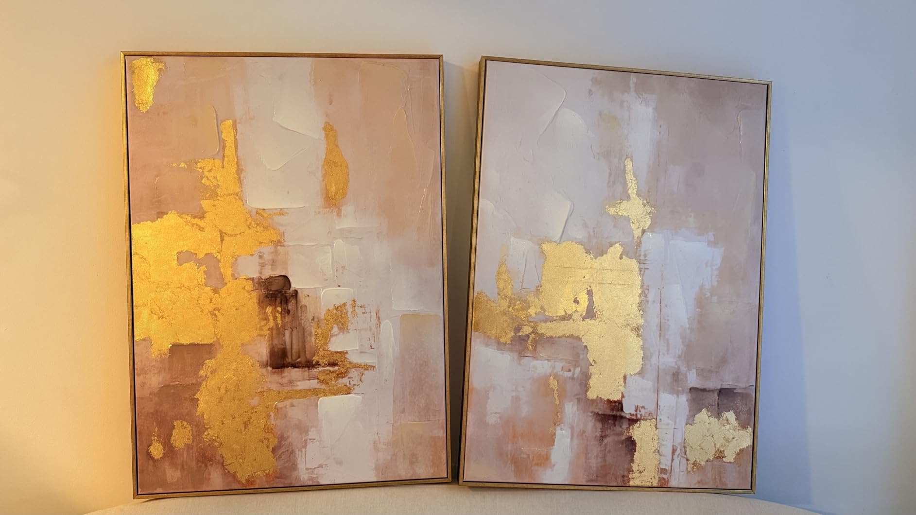 Zessonic Large Gold Abstract 3D Textured Hand-painted Wall Art, 24