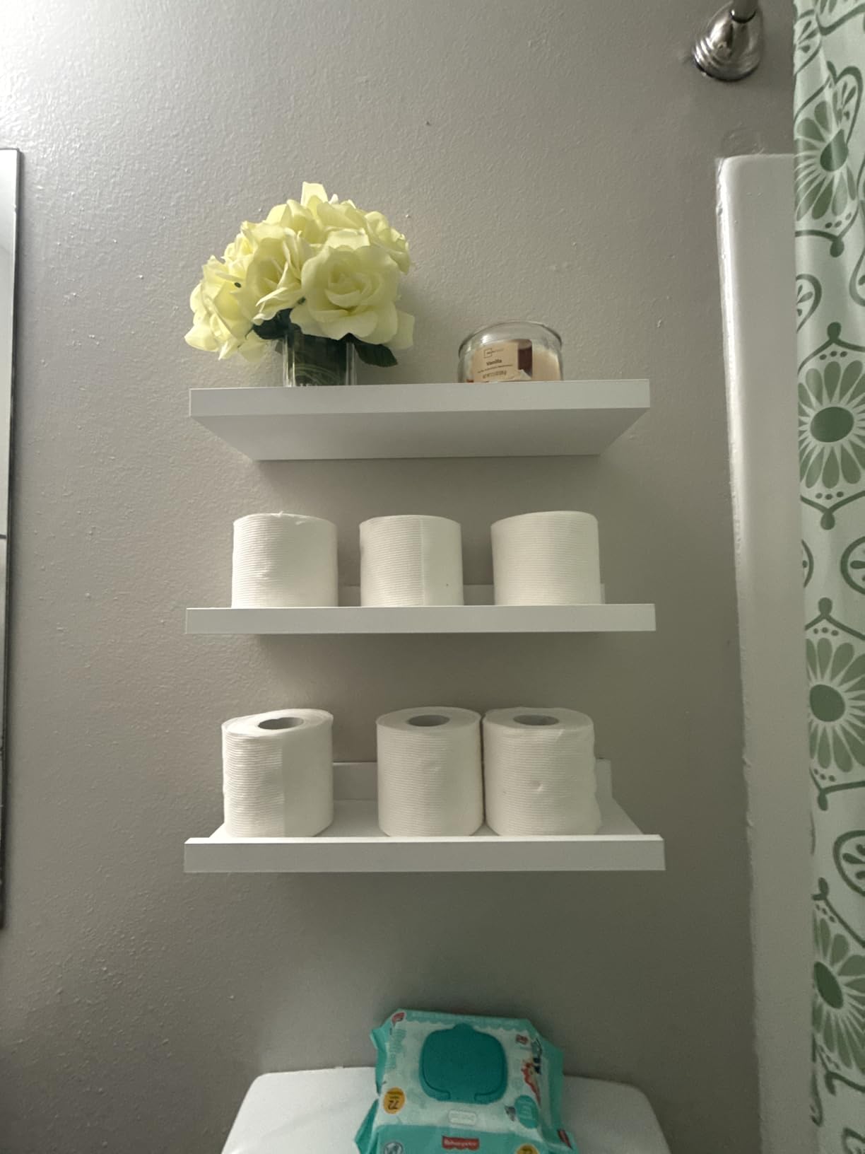 RICHER HOUSE 5-Set Floating Shelves with Lip, White Wall Mounted Wood Shelf | Display Picture Ledge Shelf, Anti-drop lip Shelf for Room Wall Decor, Bedroom Bathroom Storage Nursery Books, Easy Setup 16in customer photo 2