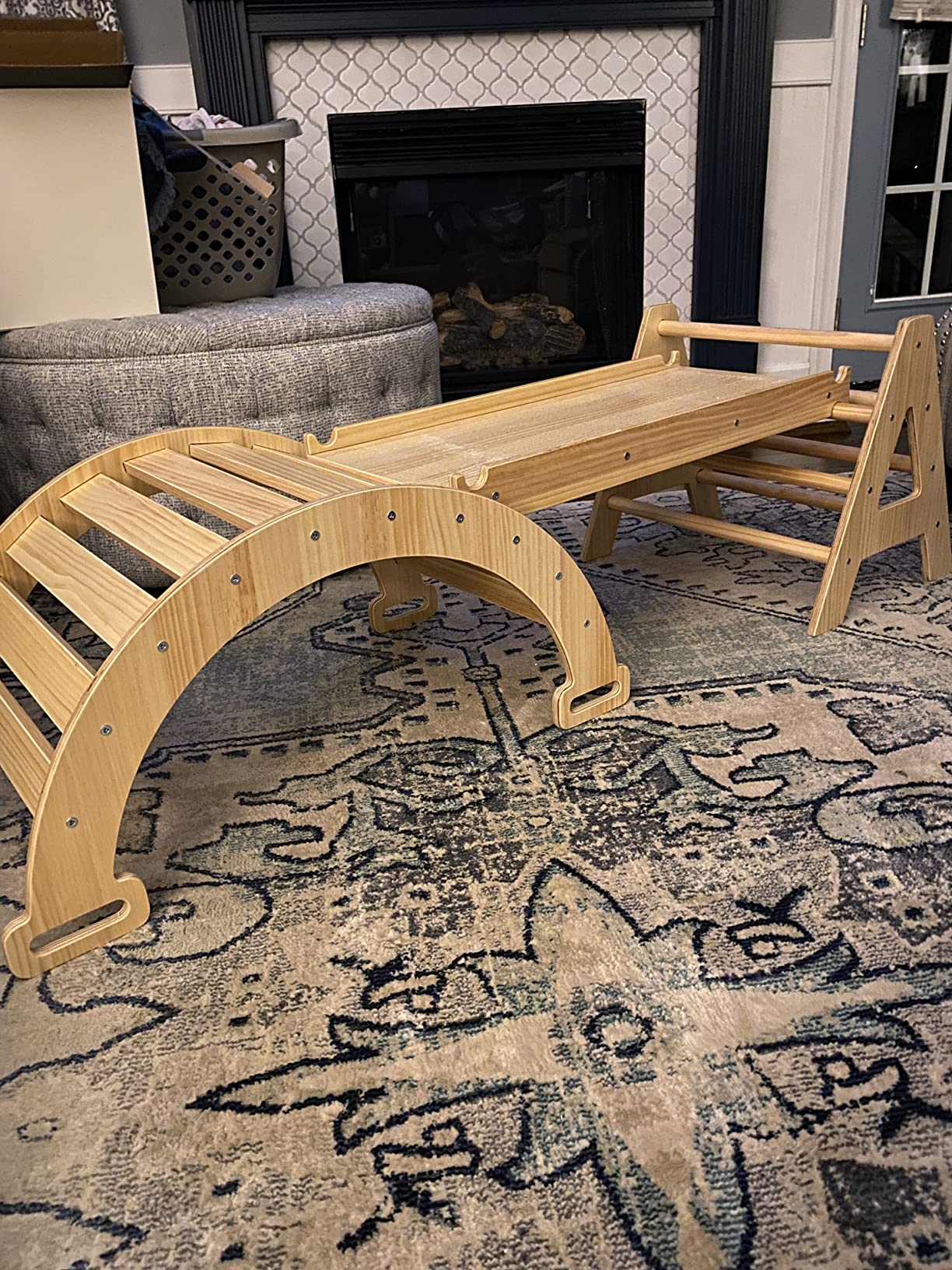 Avenlur Maple 5-in-1 Indoor Baby Climbing Gym, Pikler Triangle Set & Slide | Foldable Montessori Climbing Set with Arch Rocker, Reversible Slide and Rock Ramp; Ages 1-5; New Zealand Pine; 132 lb customer photo 1