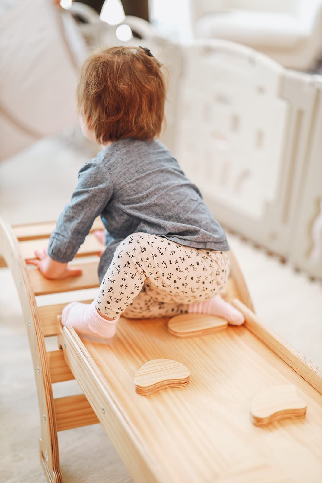 Avenlur Maple 5-in-1 Indoor Baby Climbing Gym, Pikler Triangle Set & Slide | Foldable Montessori Climbing Set with Arch Rocker, Reversible Slide and Rock Ramp; Ages 1-5; New Zealand Pine; 132 lb customer photo 2