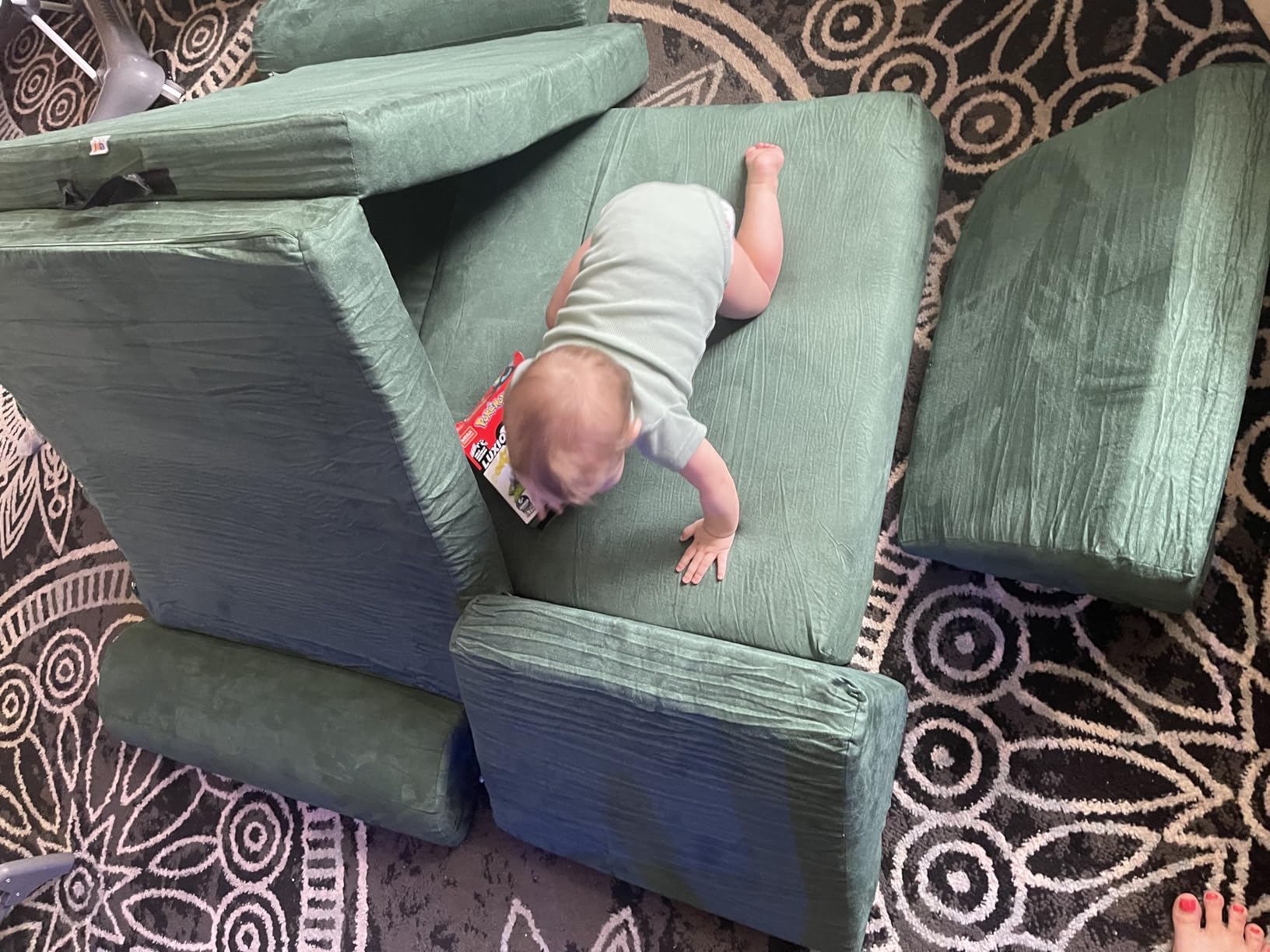jela Kids Couch Safety Certified Play Couch Soft Kids Sofa with Machine Washable Cover Thick Foam Fort Building Set for Playroom Indoor (57