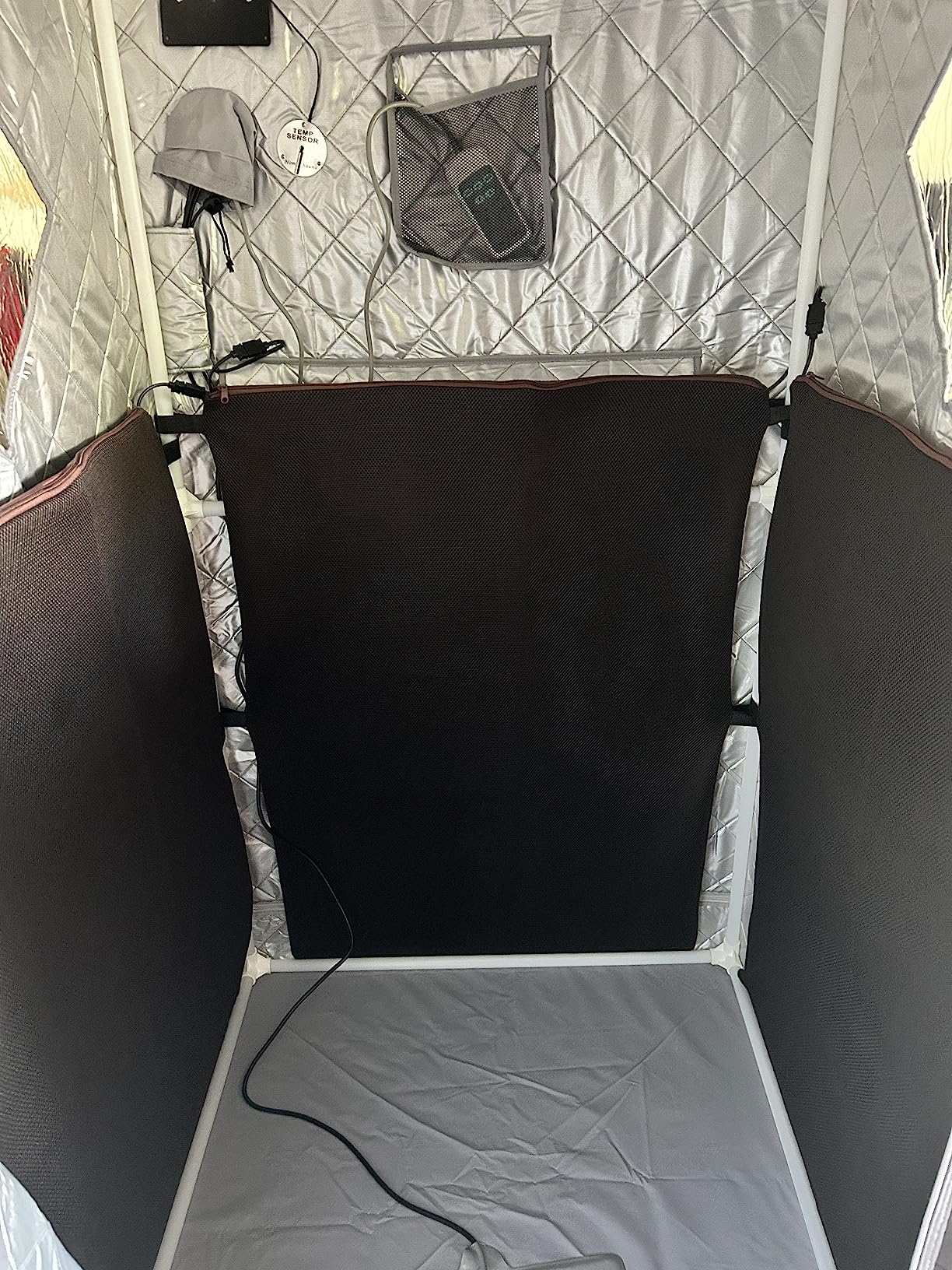 Full Size Portable Personal Infrared Sauna for Home, Personal Home Spa Tent with Remote Control, Heating Foot Pad, Foldable Reinforced Chair (Grey, L33.8 x W 33.8