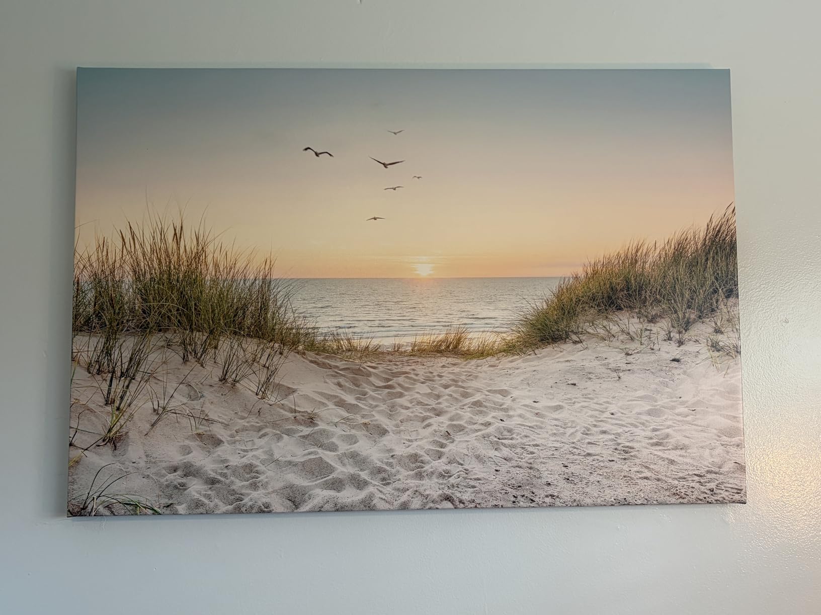 Beach Wall Art Canvas Bathroom: Coastal Sunset Ocean Print Artwork Modern Sea Scene Seascape Picture Seaside Landscape Seashore Painting for Living Room Bedroom Office Decor customer photo 1
