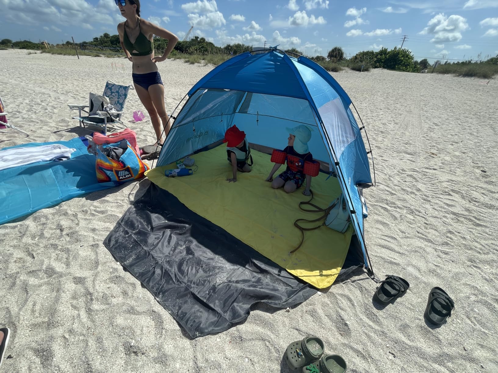 Gorich Beach Tent Sun Shelter for 3/4/6/8/10 Person with UPF 50+ UV Protection, Lightweight & Easy Setup Beach Shade Canopy, Portable Beach Shade Tent Beach Cabana customer photo 1